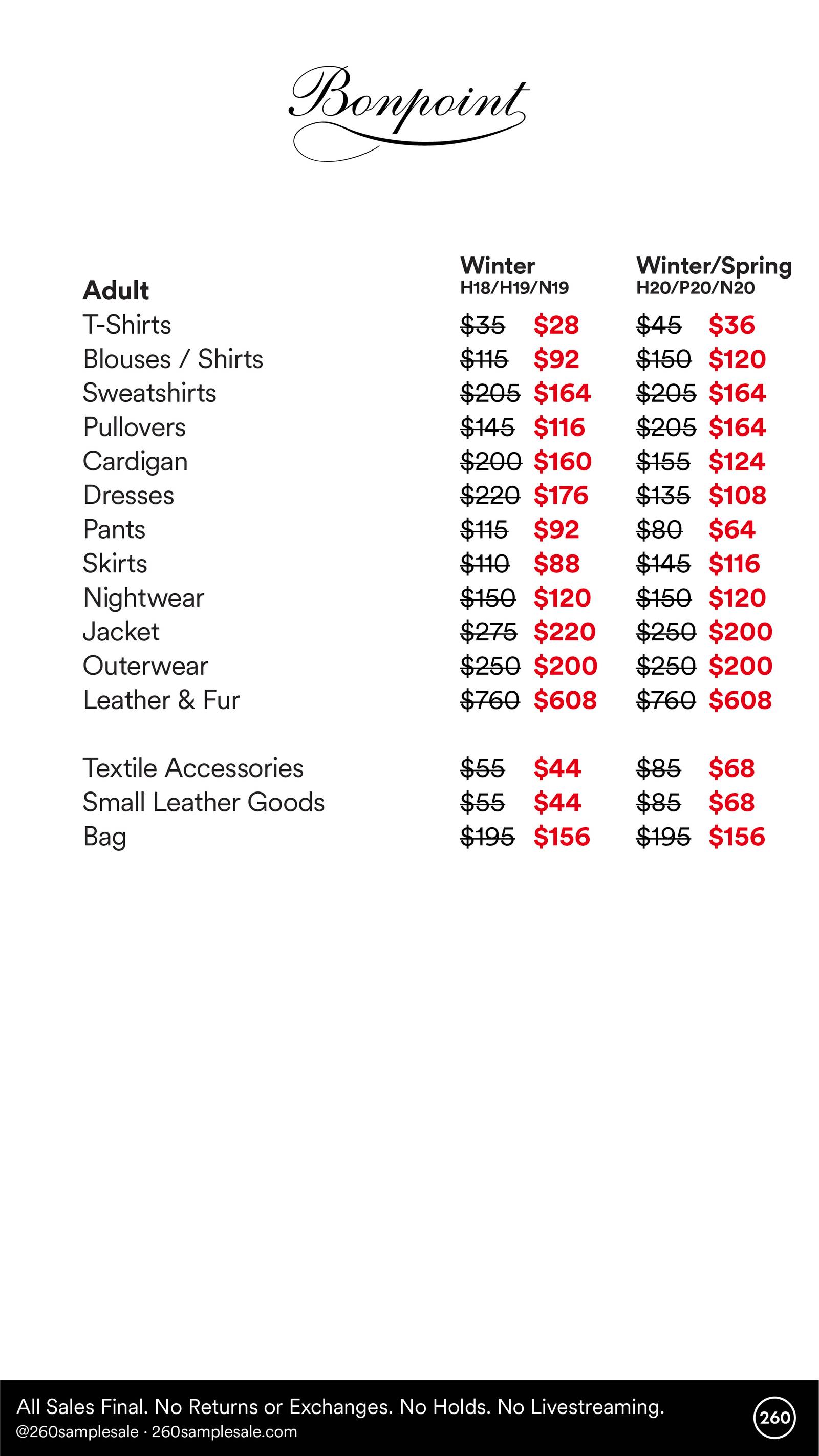 Price list