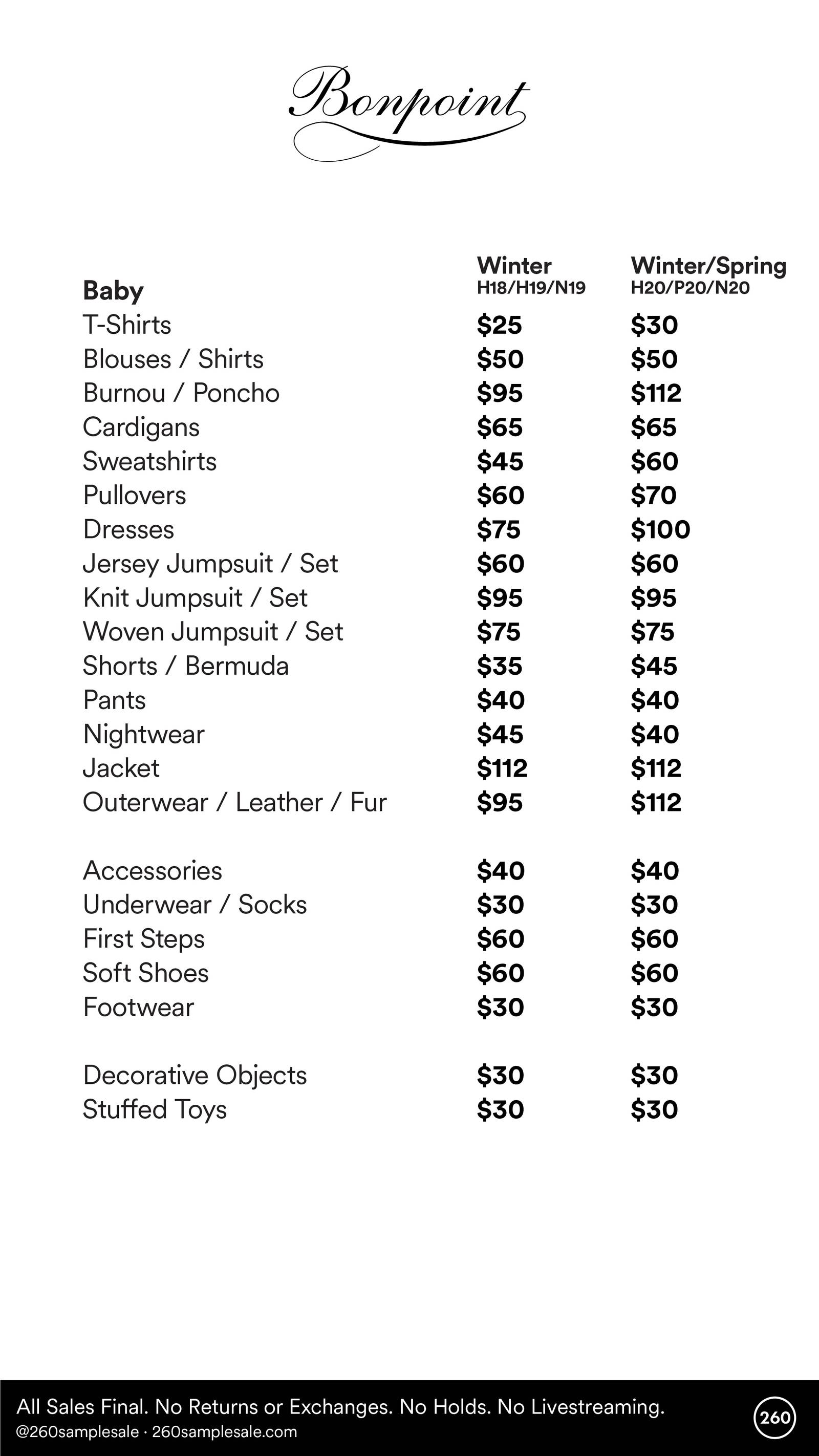 Price list