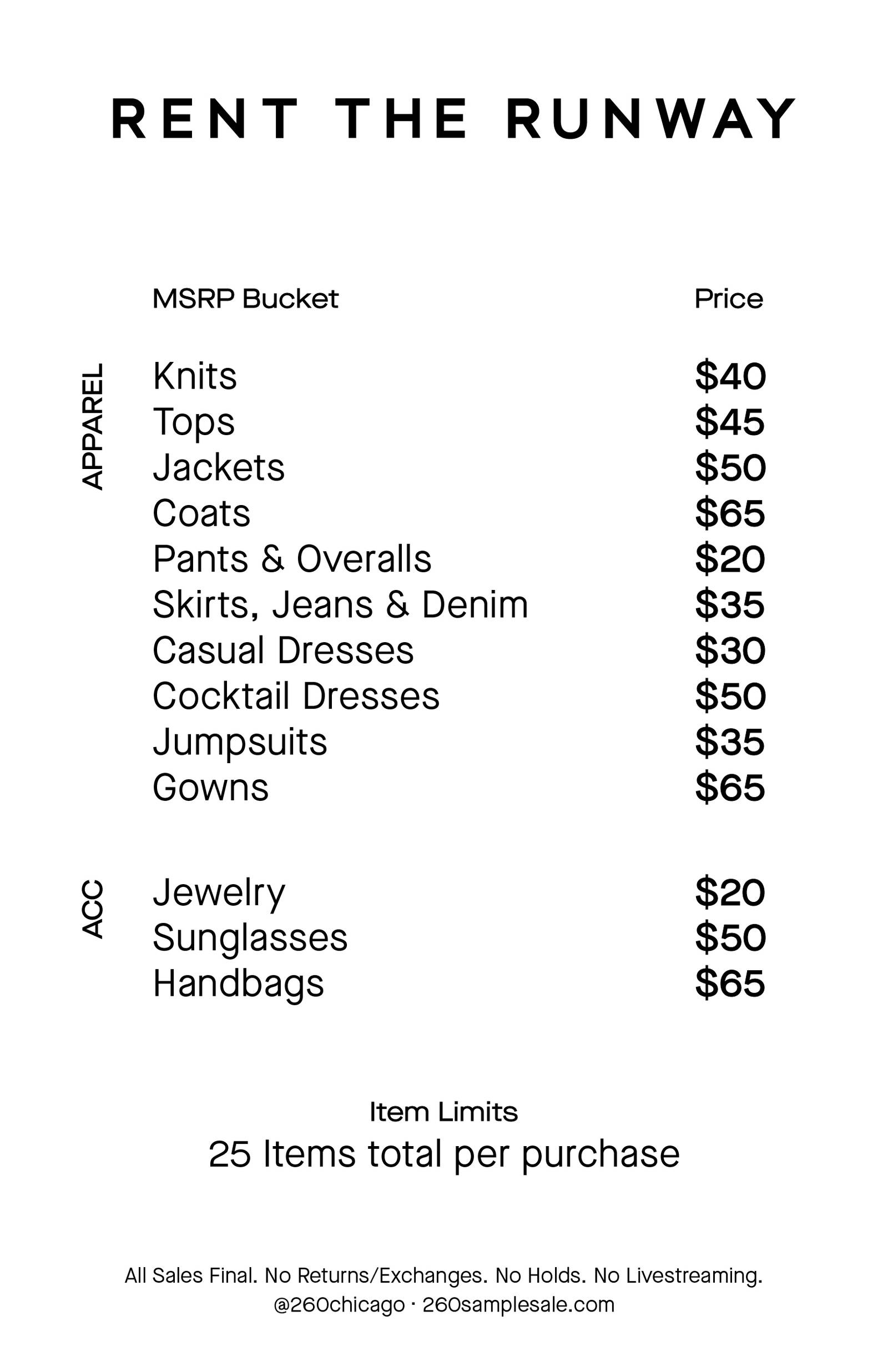 Price list