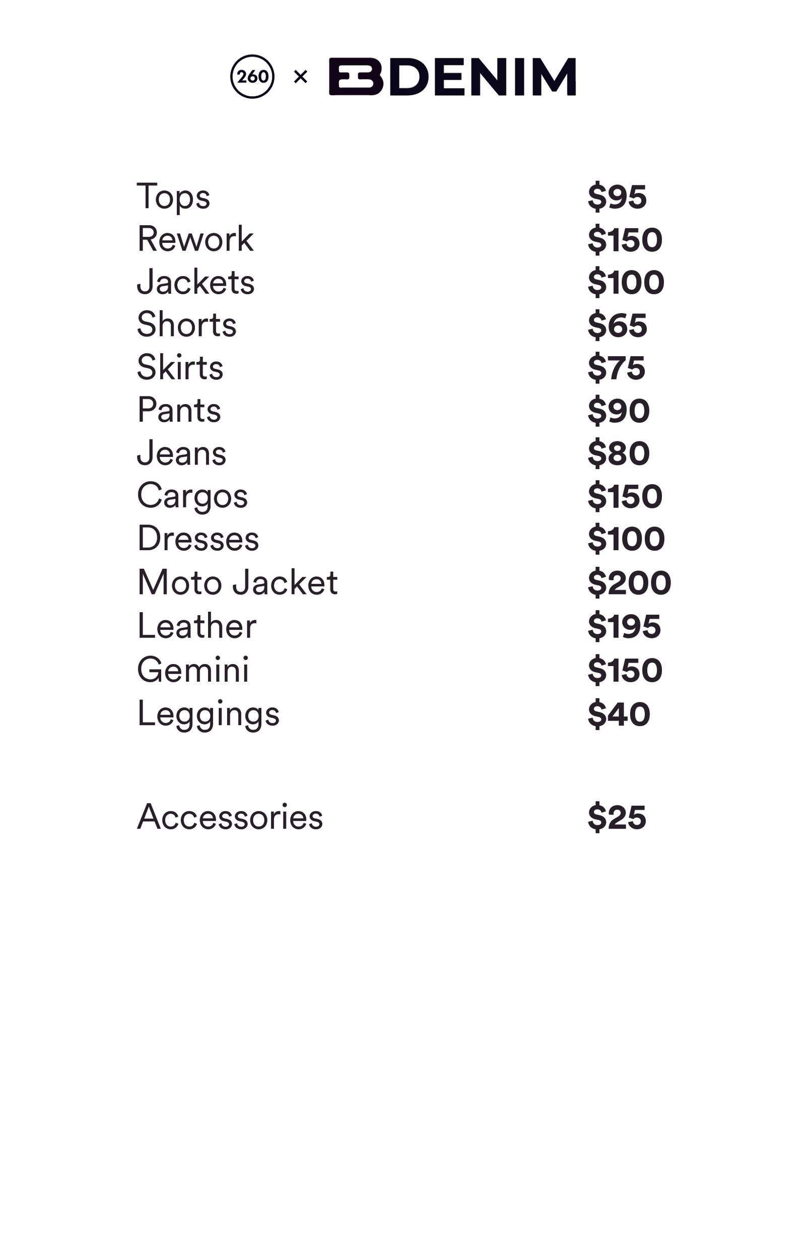 Price list