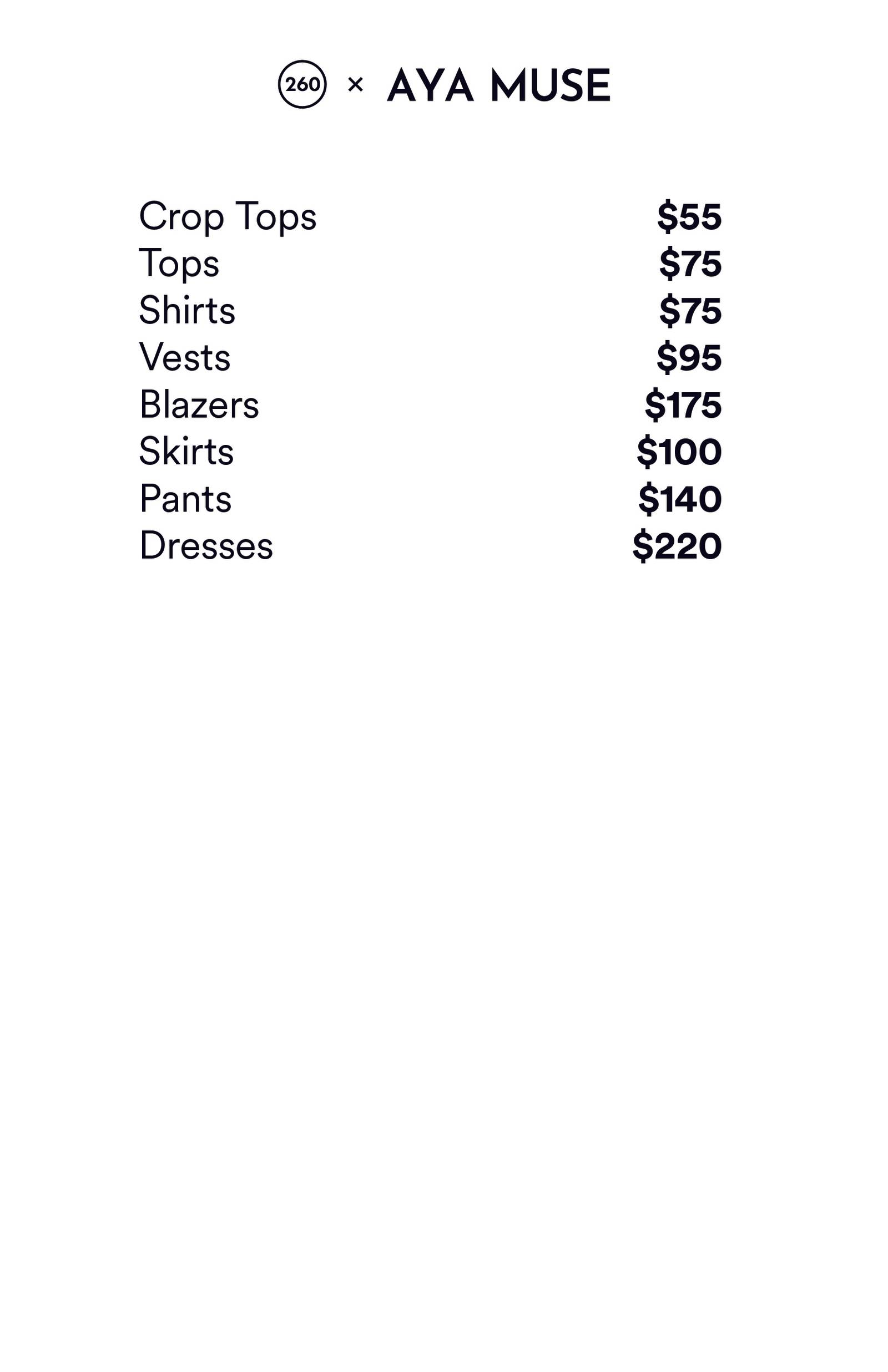 Price list