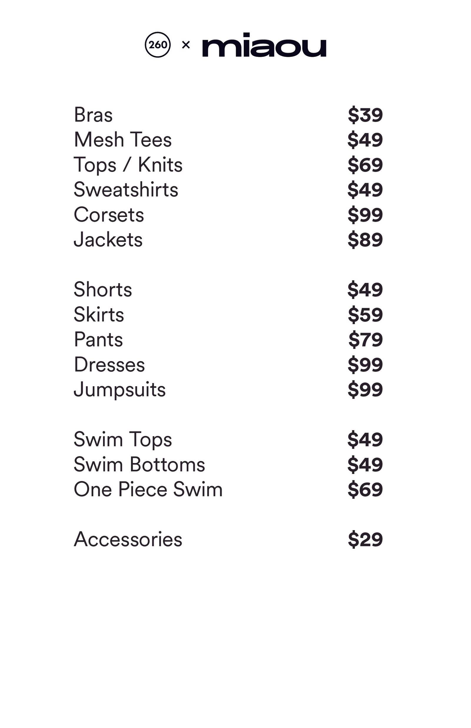 Price list