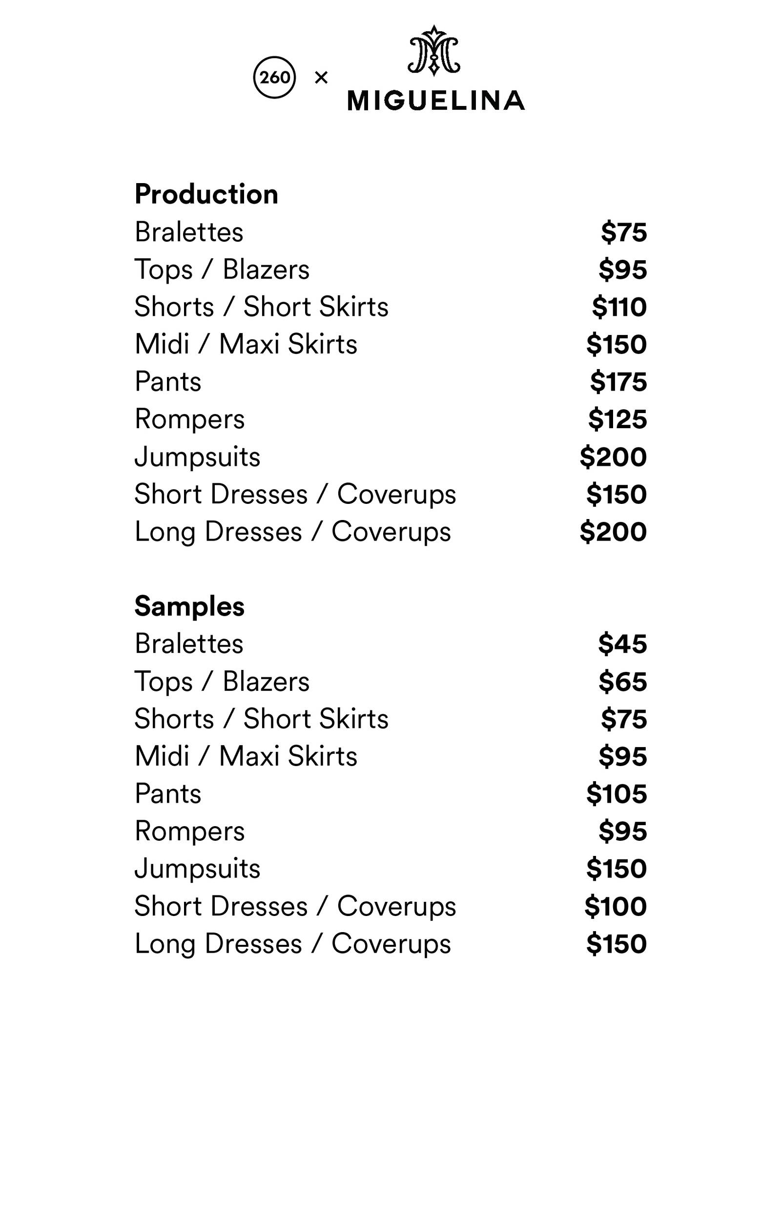 Price list