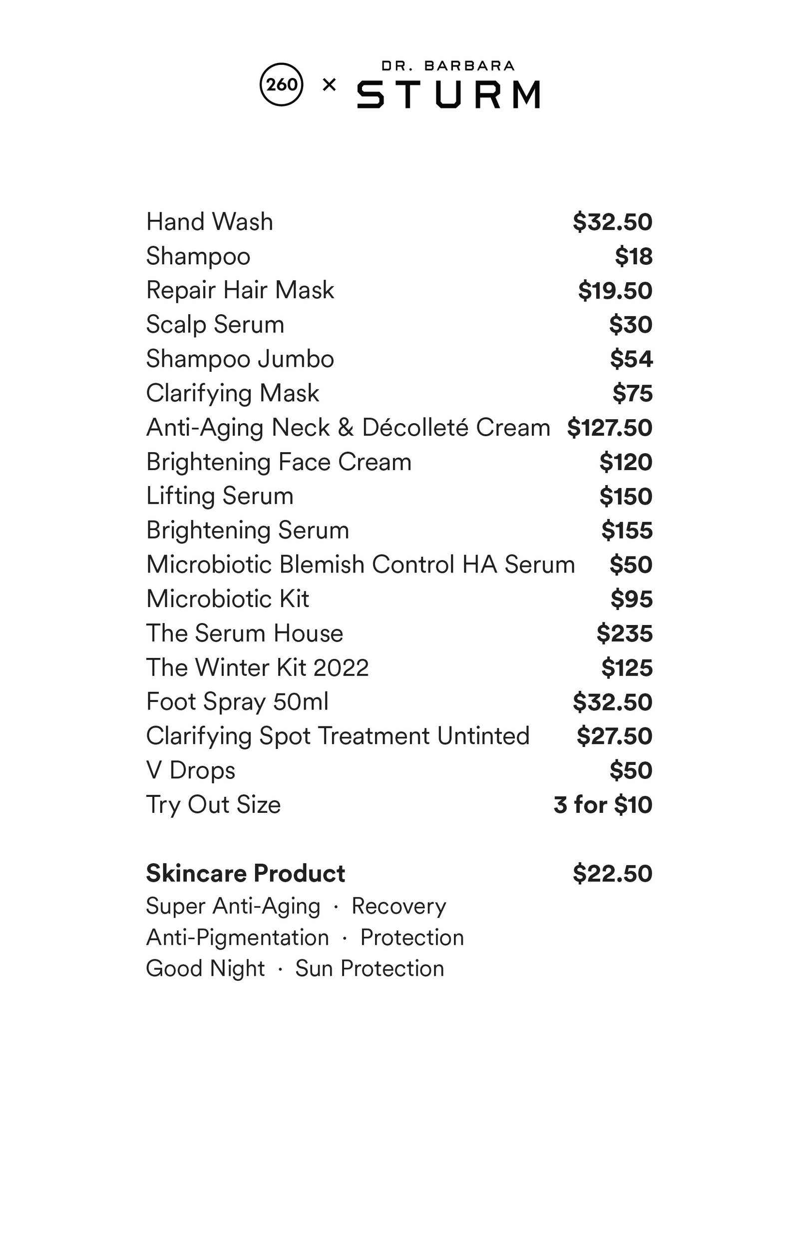 Price list