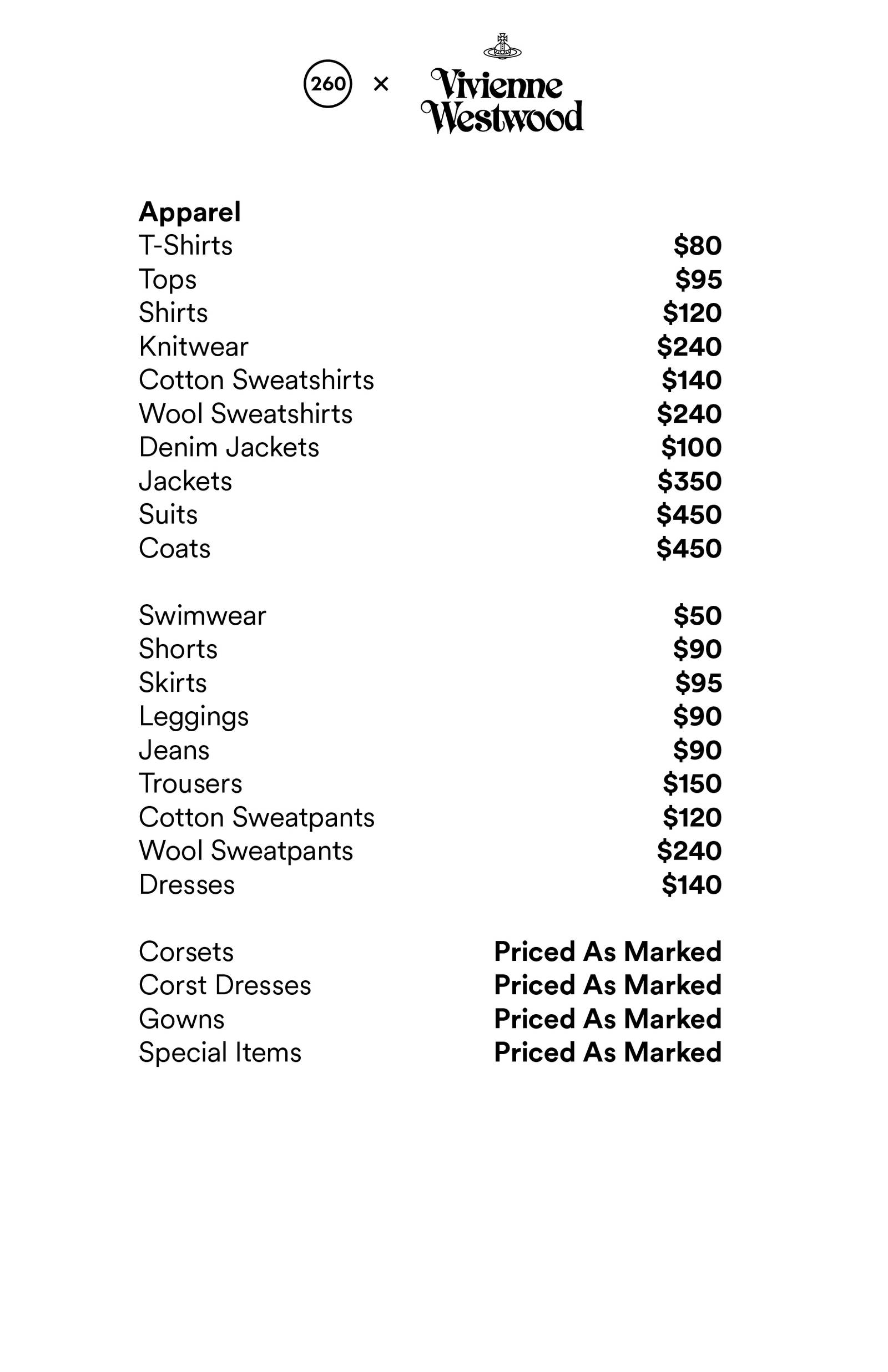 Price list