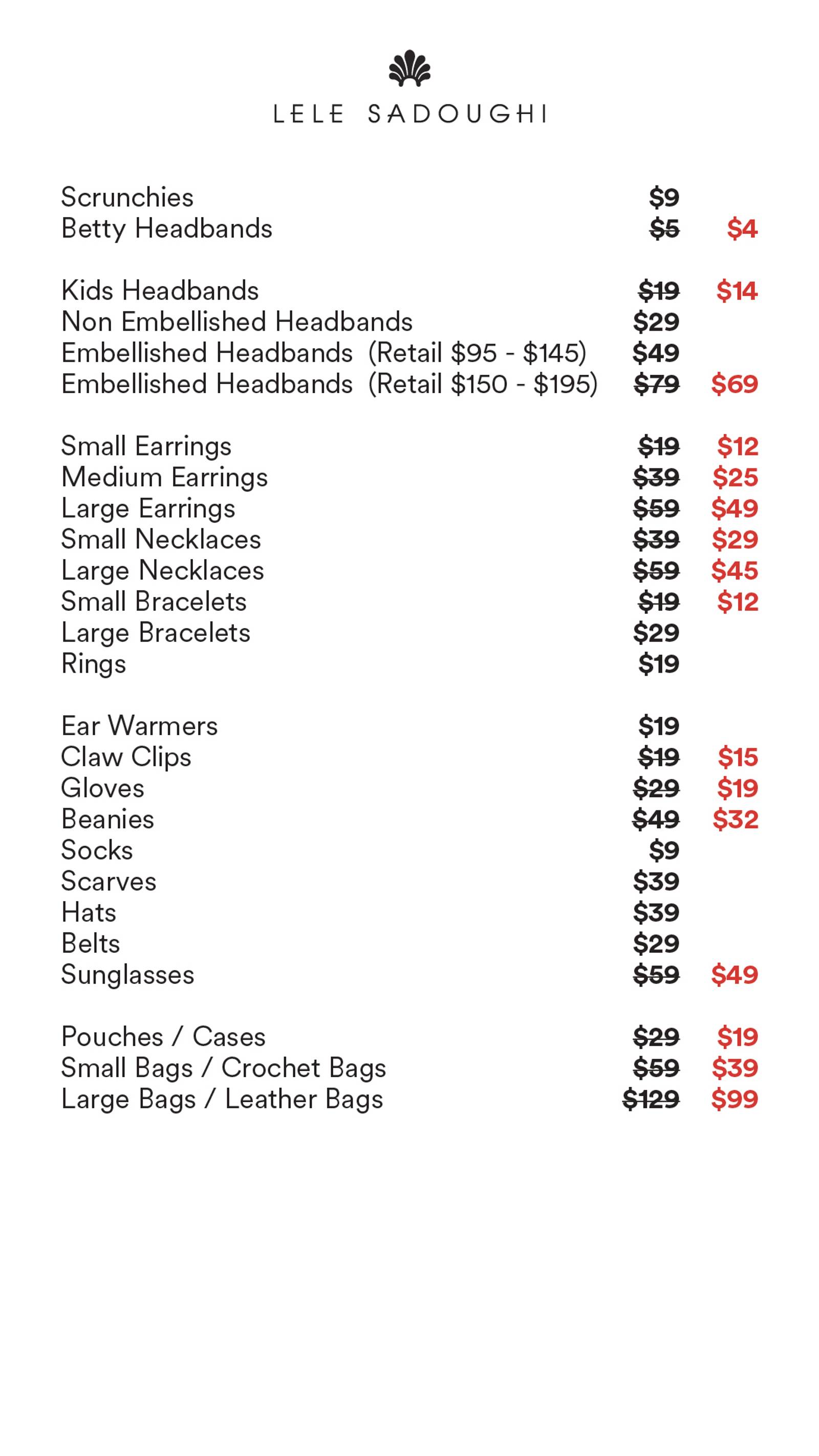 Price list