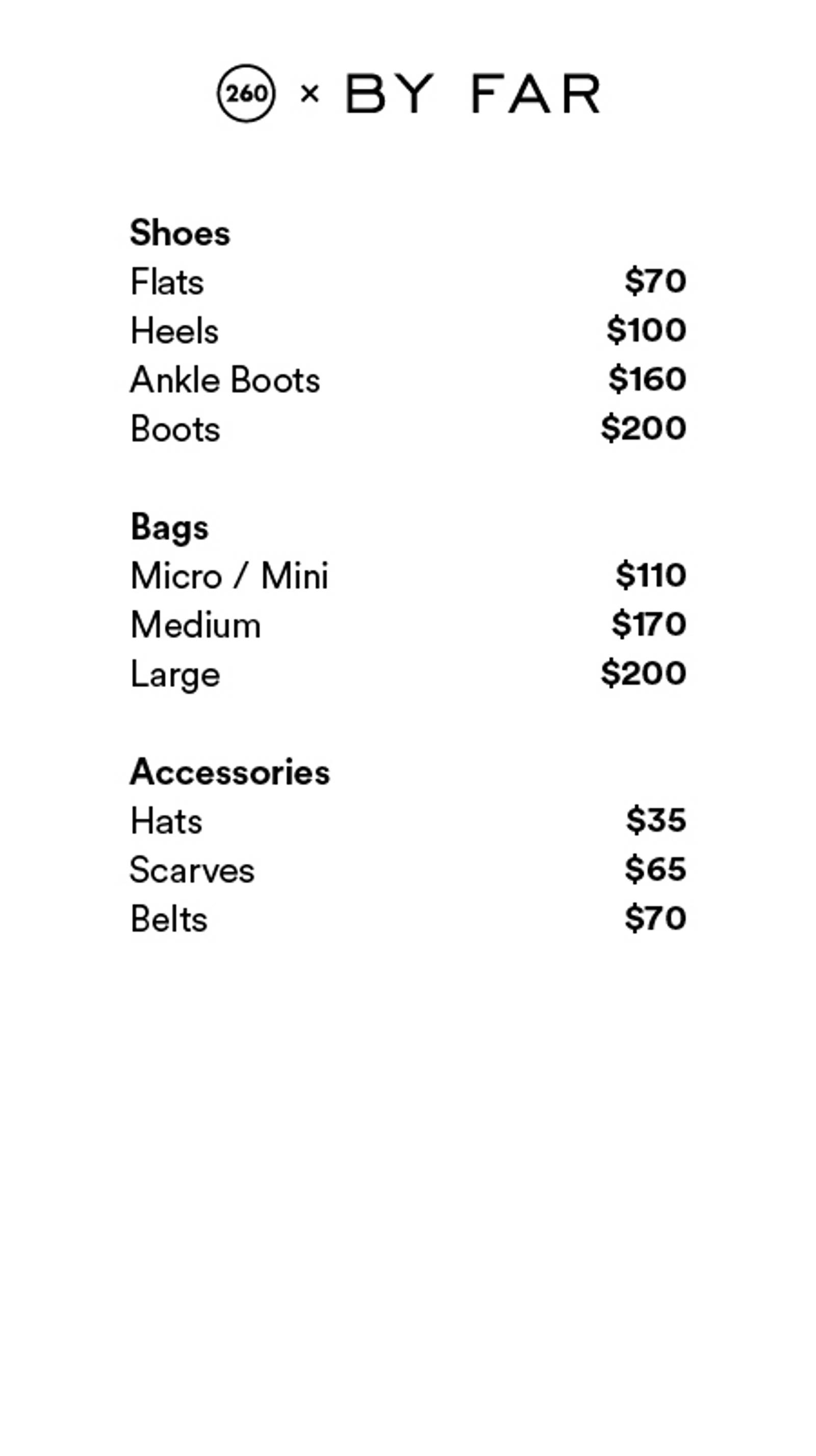 Price list