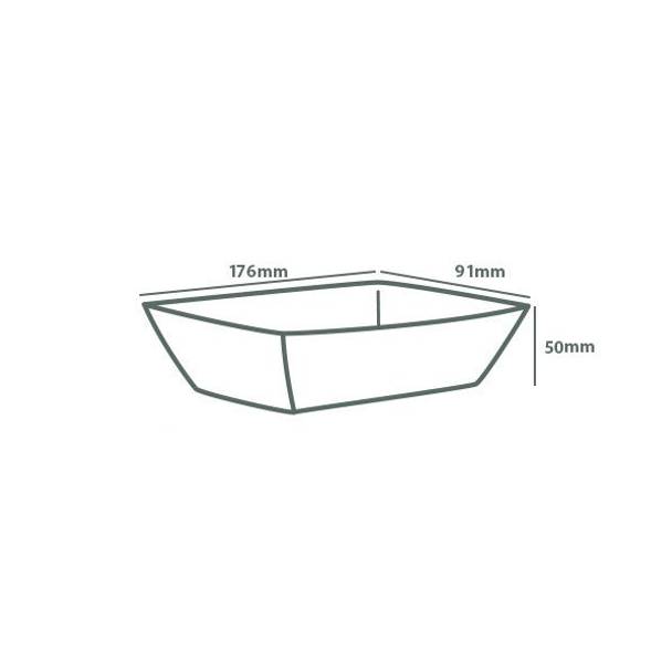 Food Tray #1 Small Long (176 x 91 x 50mm) Kraft Flute