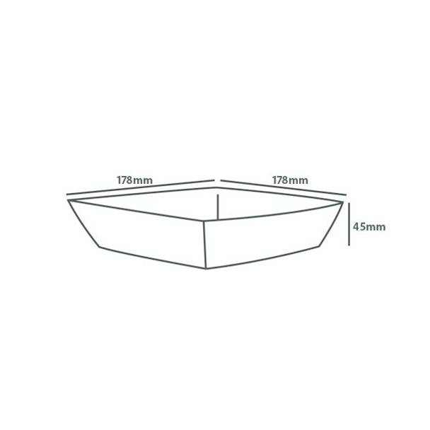 Food Tray #2 Square (178 x 178 x 45mm) Kraft Flute