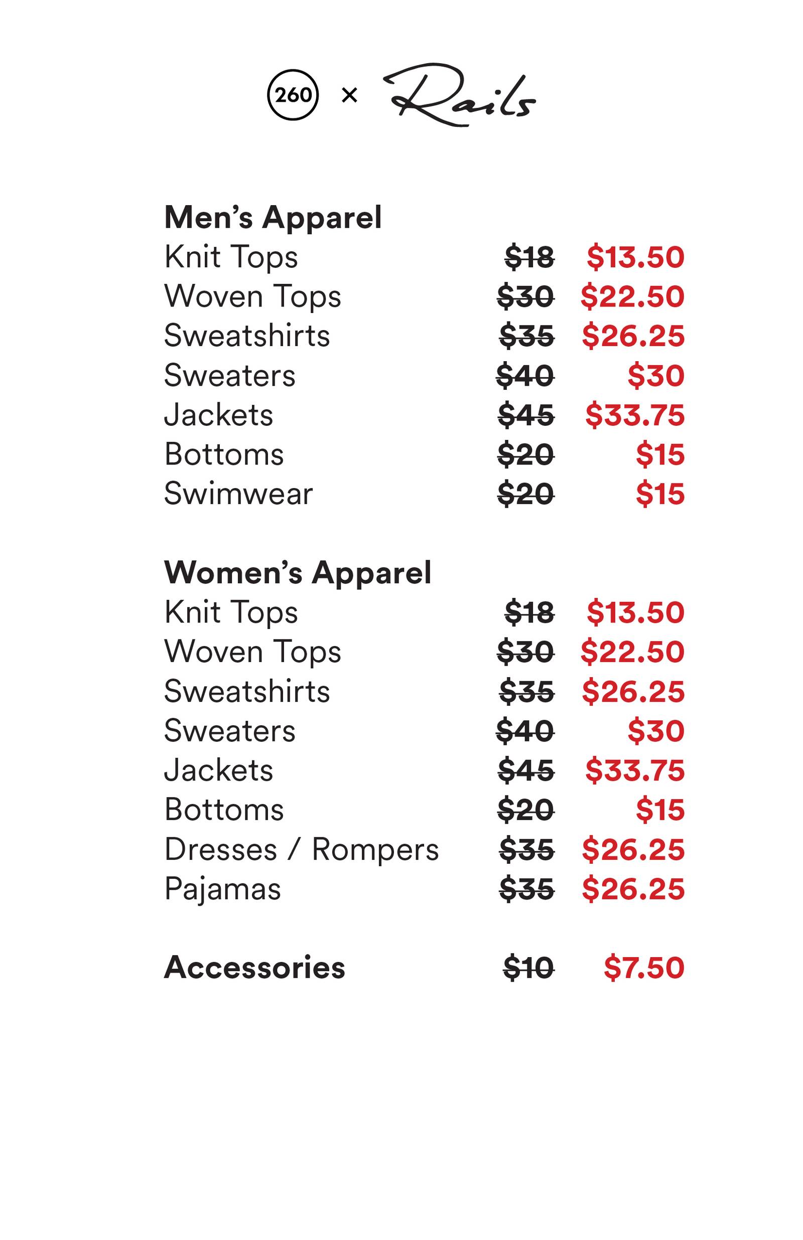 Price list