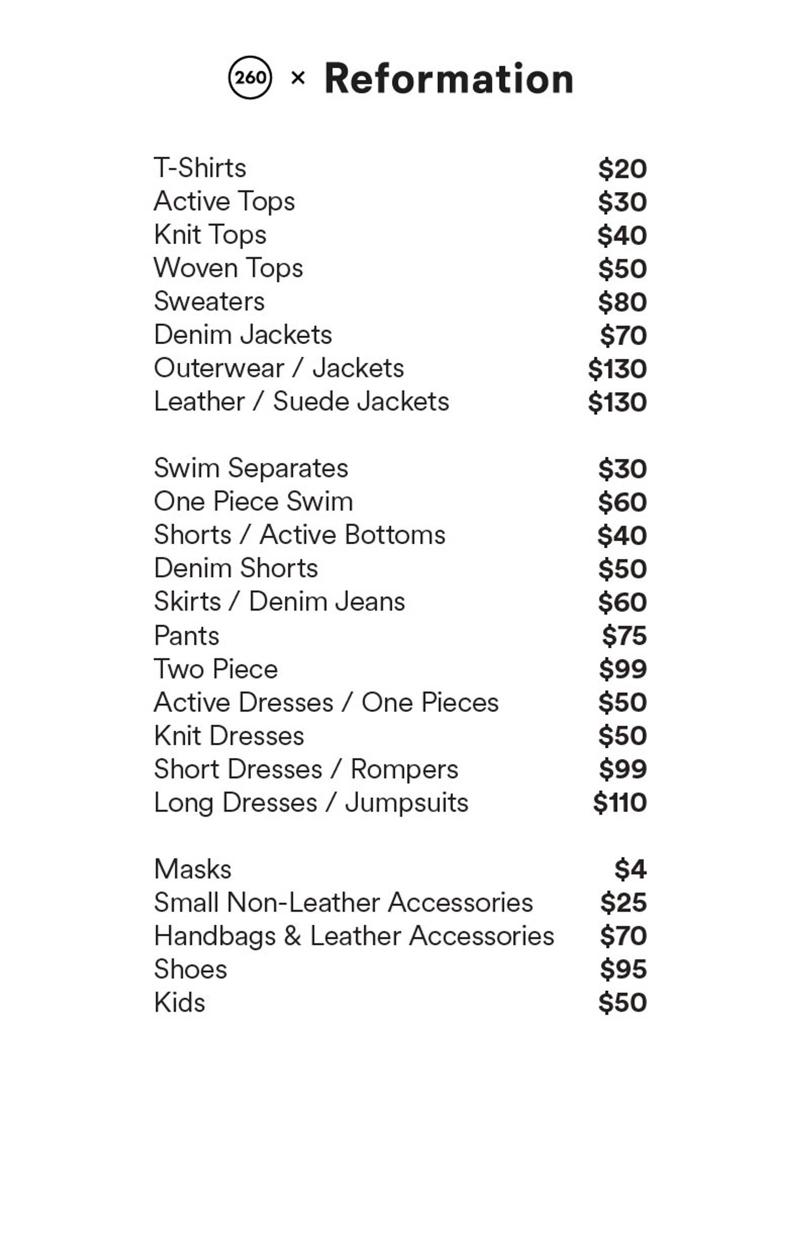 Price list