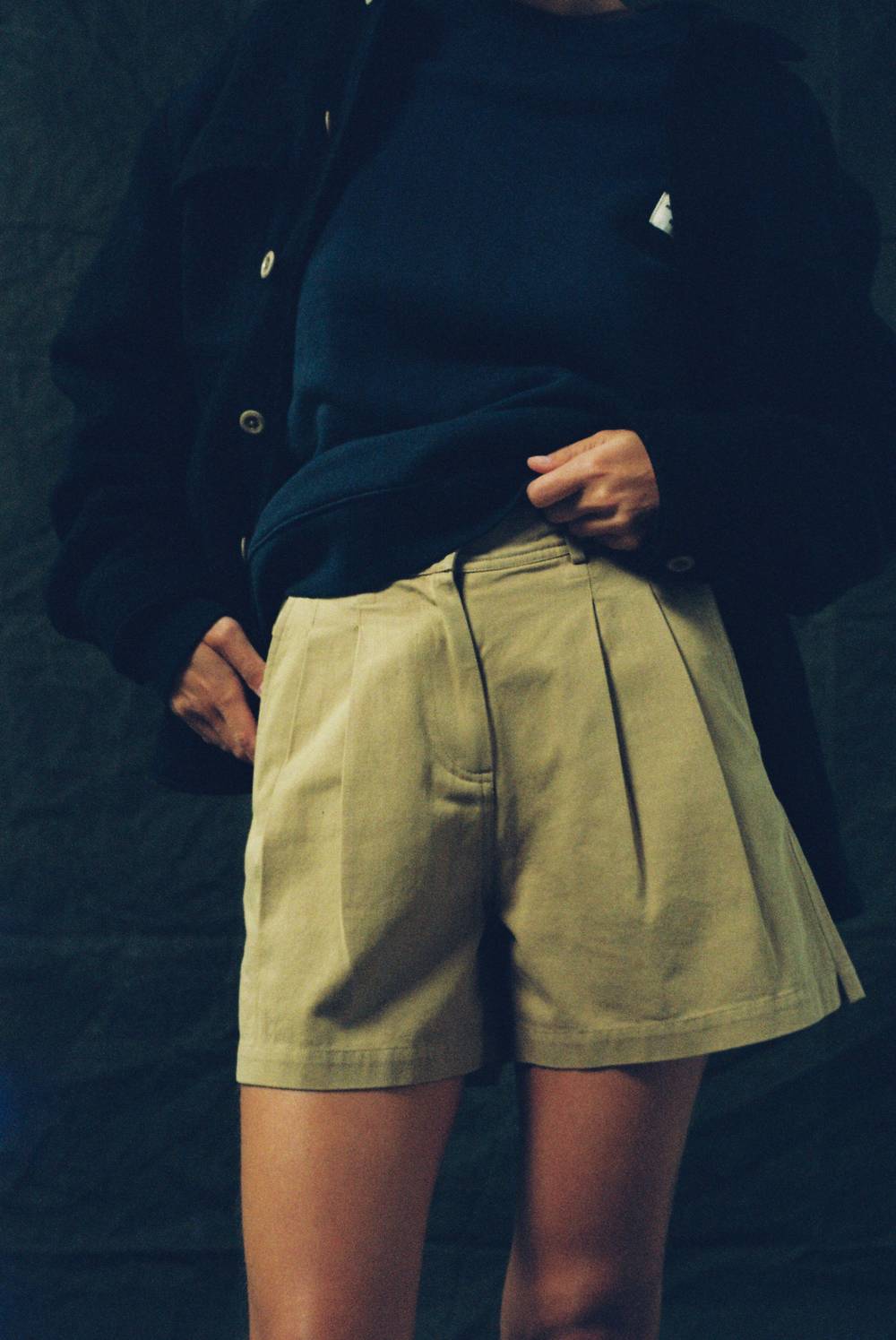 Double Pleated Twill Shorts