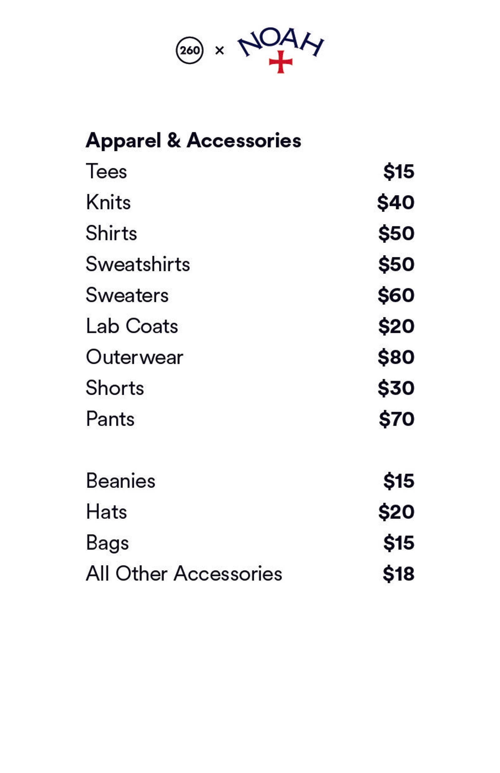 Price list