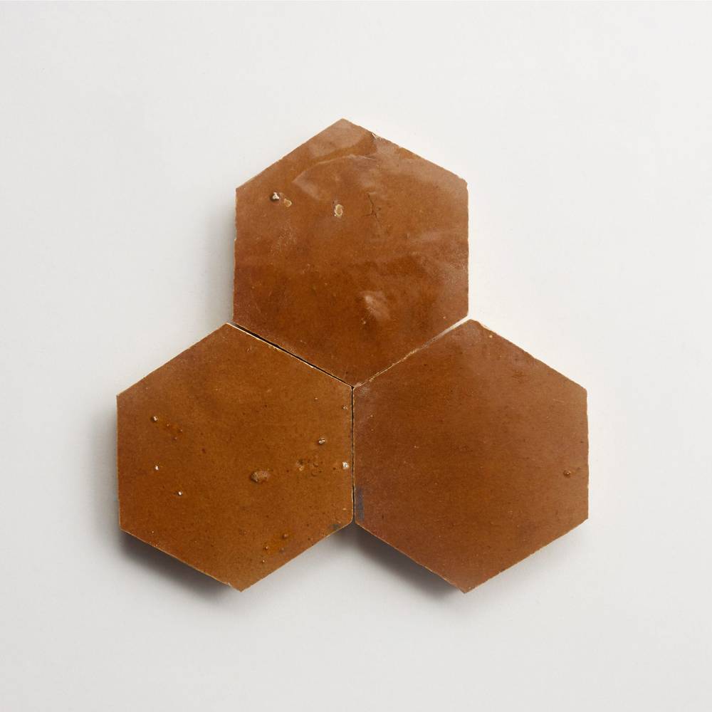 zellige tile | terracotta | golden henna brown hexagon | clé – clé tile