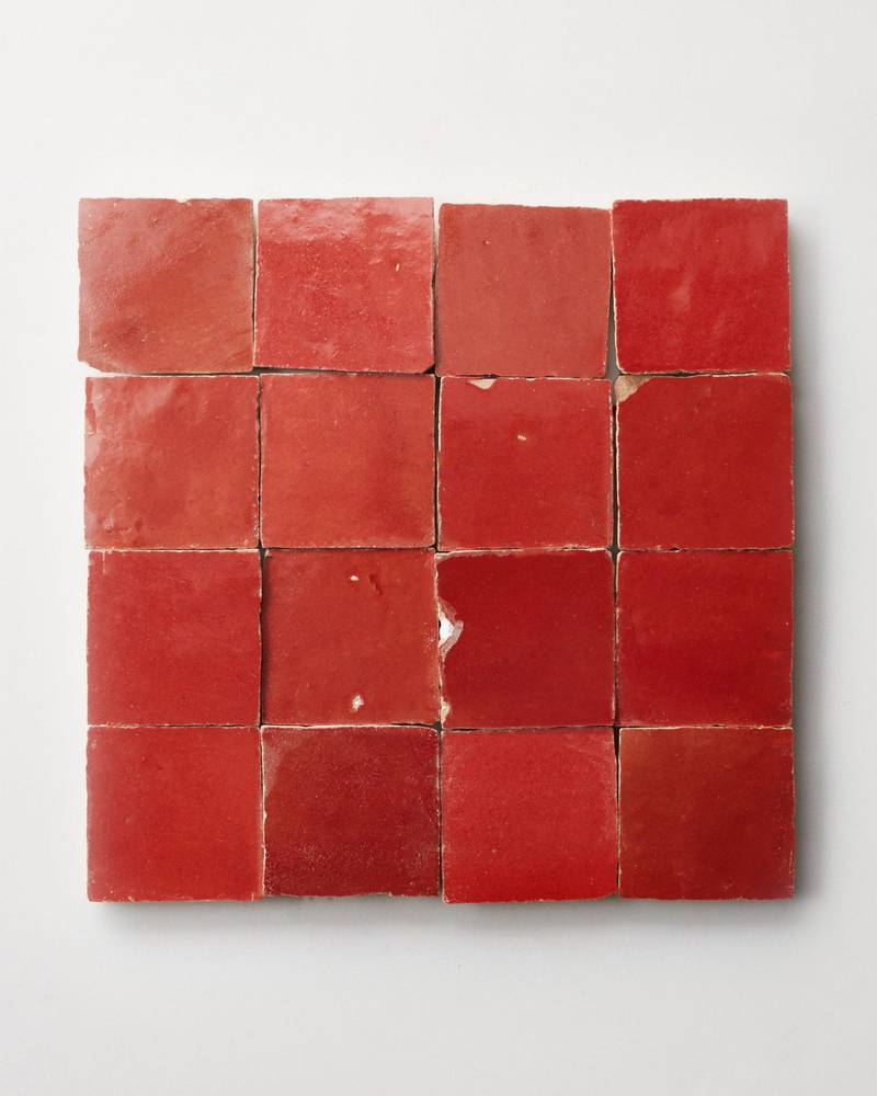 zellige tile moroccan palace red 2" square clé clé tile
