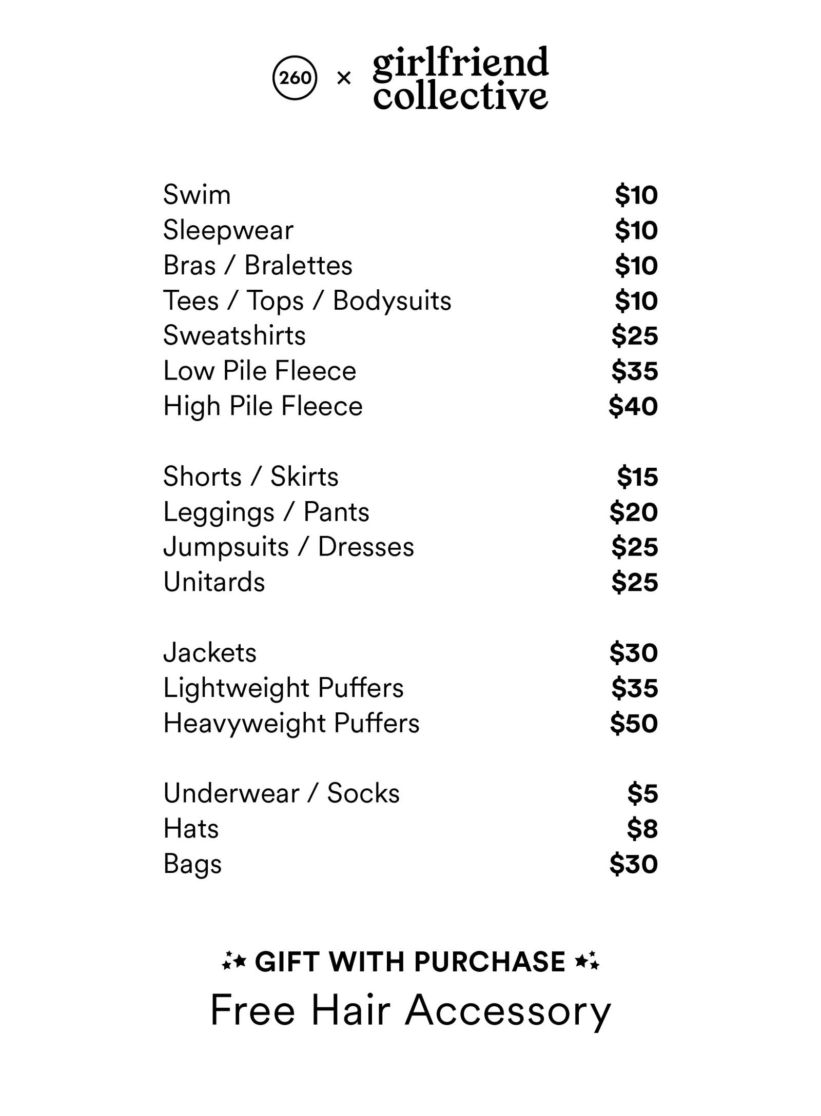 Price list