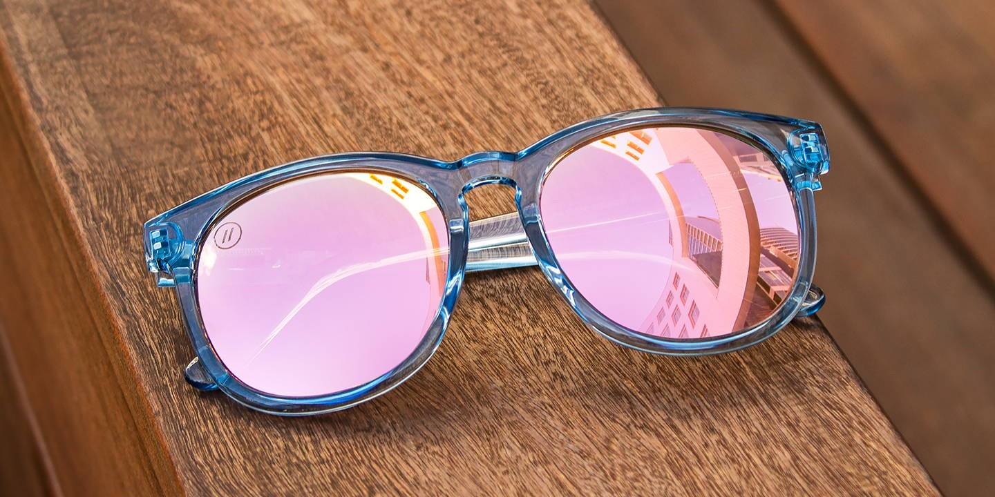 Pacific Grace Polarized Sunglasses Crystal Blue Gray Gloss Frame