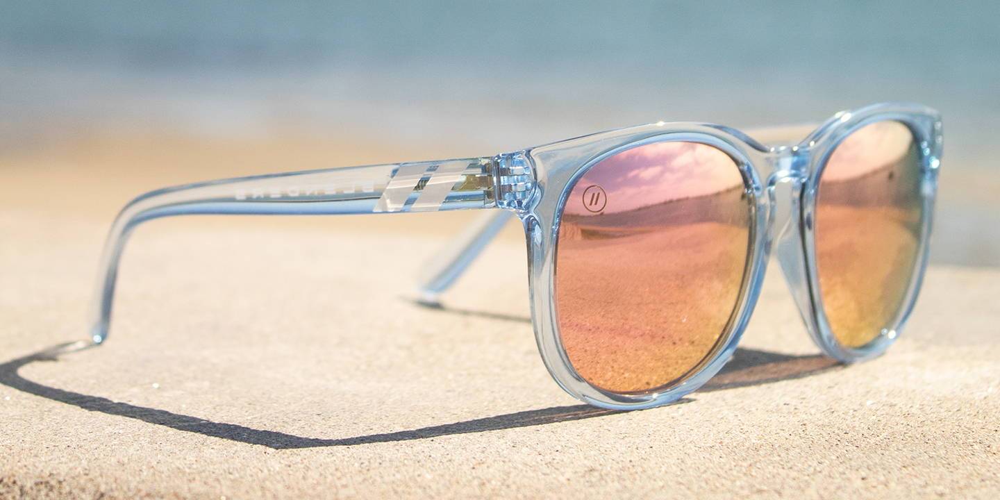 Pacific Grace Polarized Sunglasses Crystal Blue Gray Gloss Frame