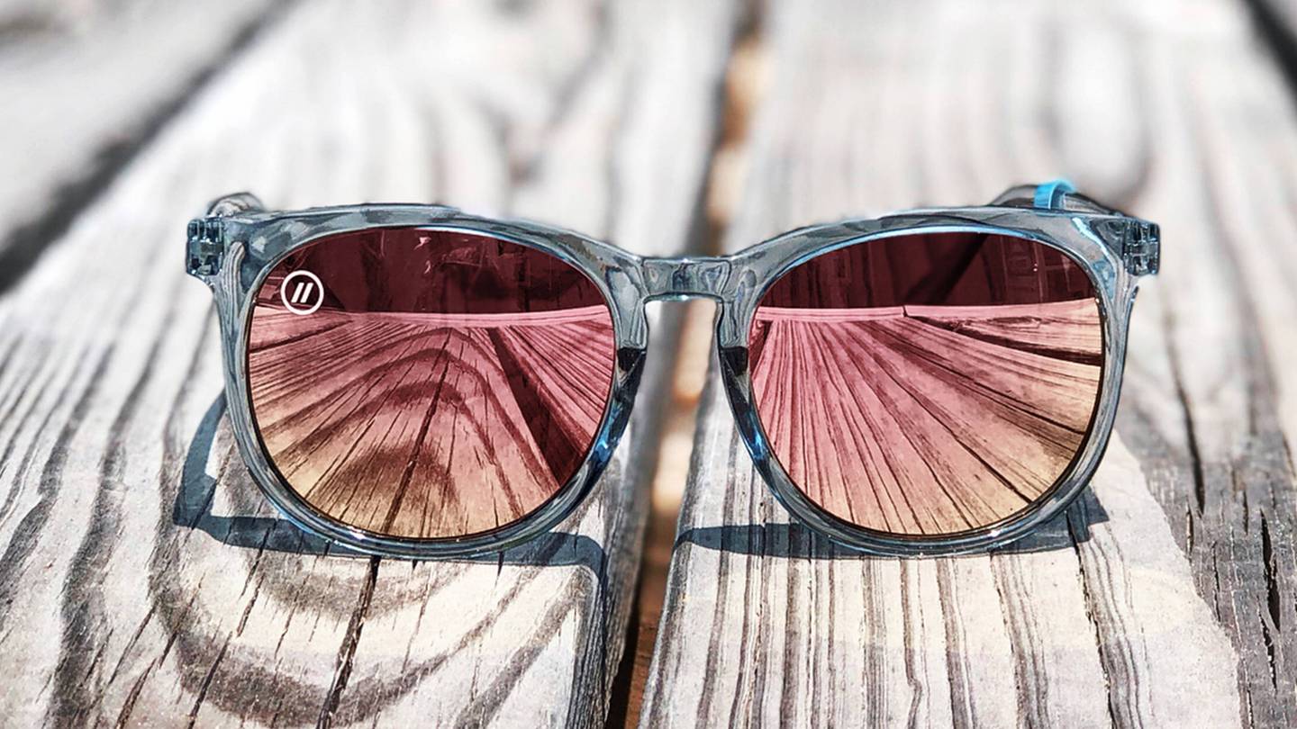 Pacific Grace Polarized Sunglasses Crystal Blue Gray Gloss Frame