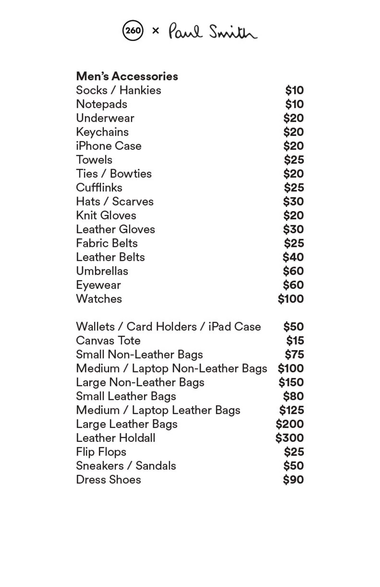 Price list