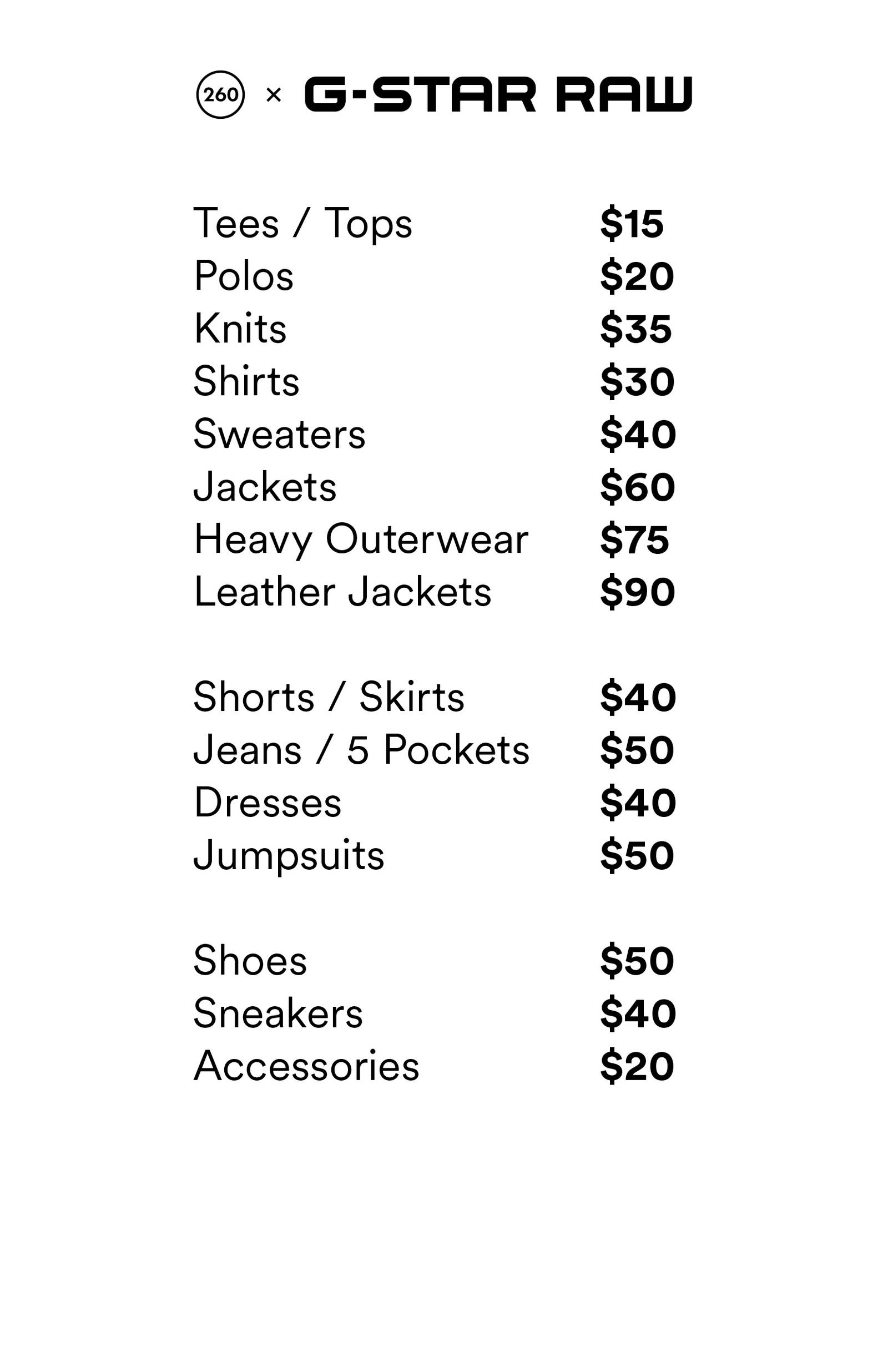 Price list