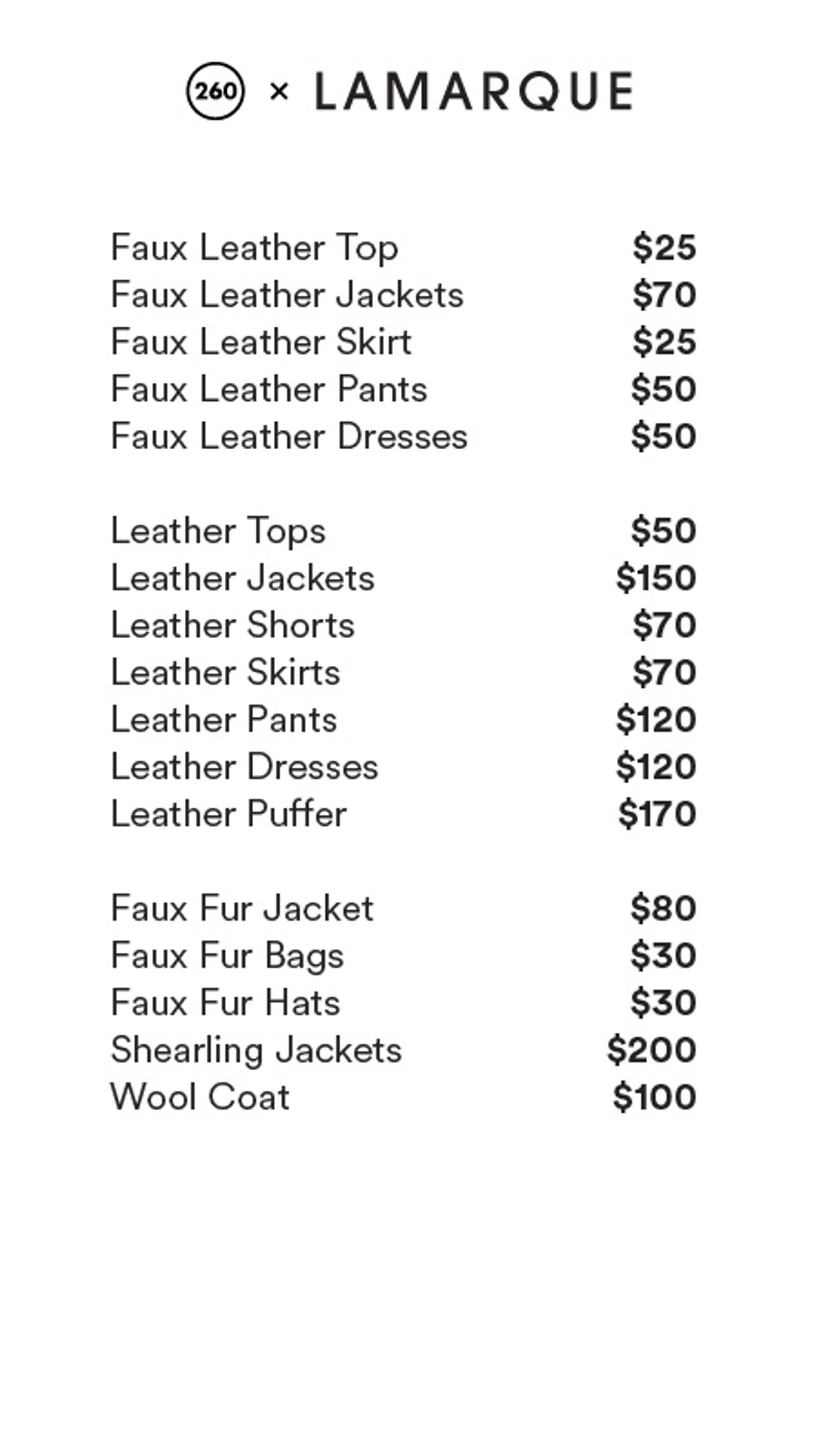 Price list