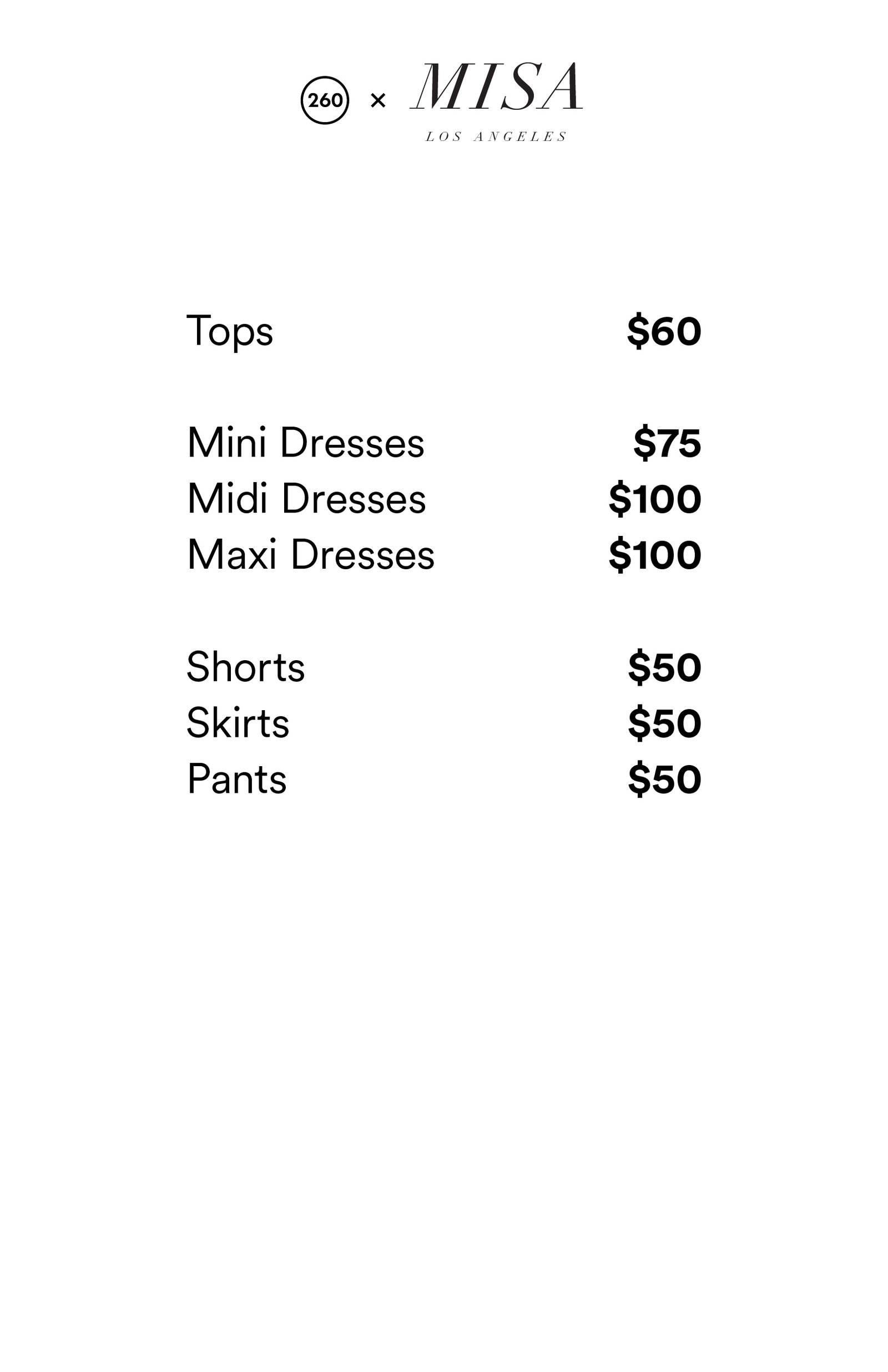 Price list