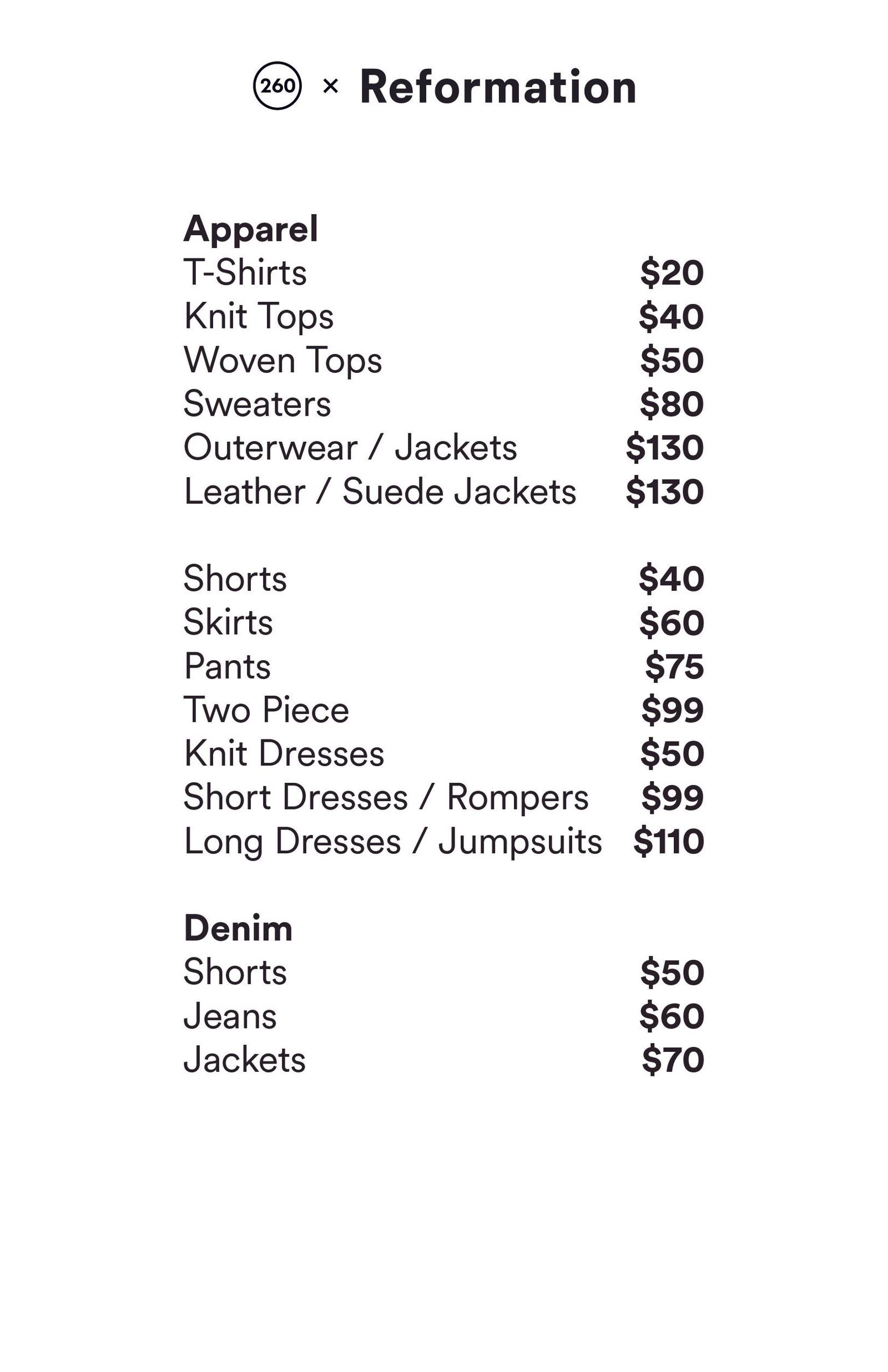 Price list