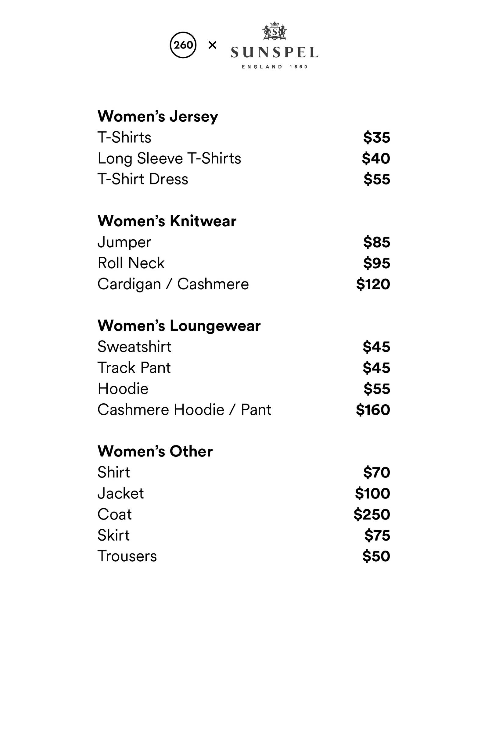 Price list