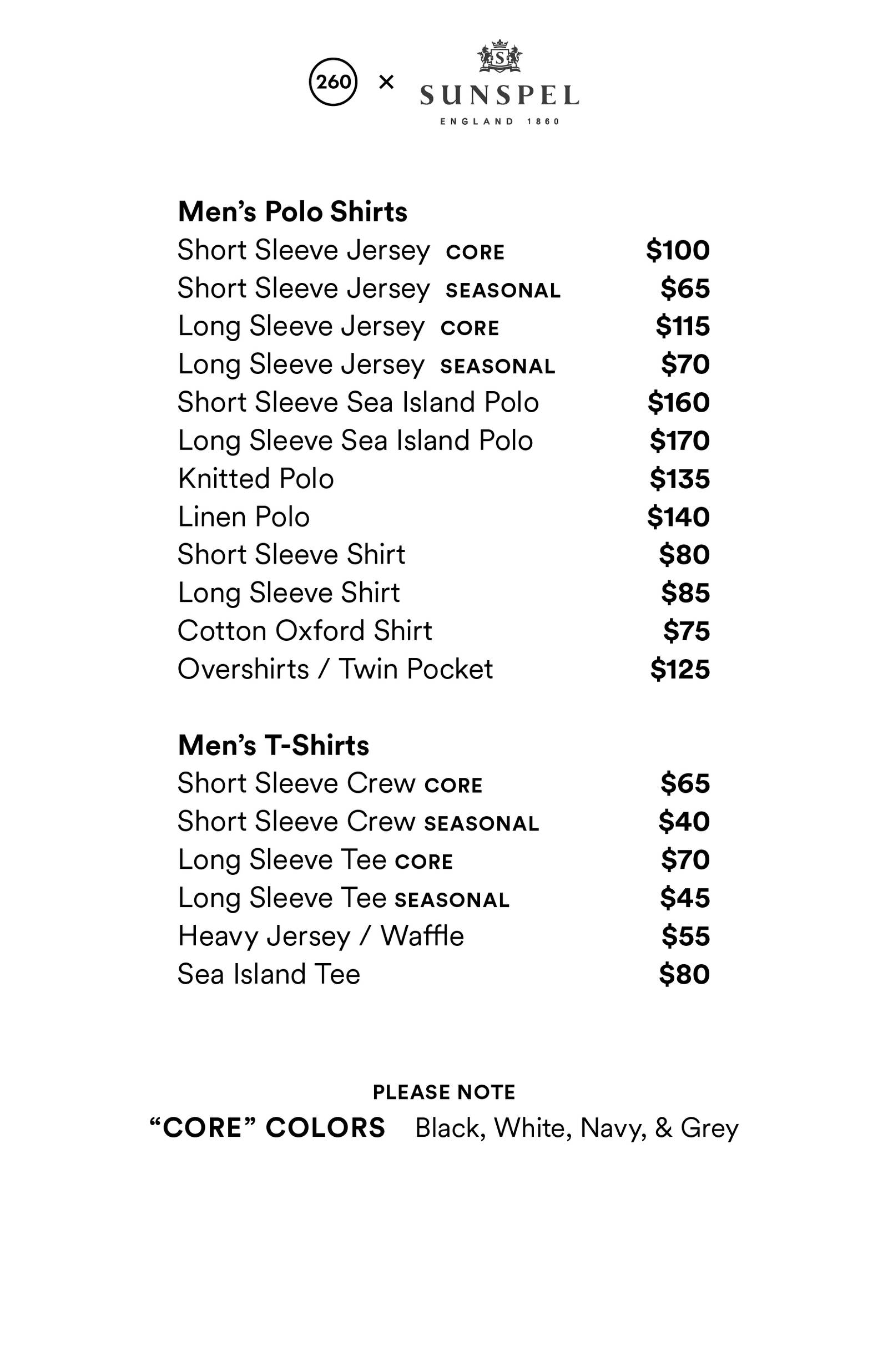 Price list