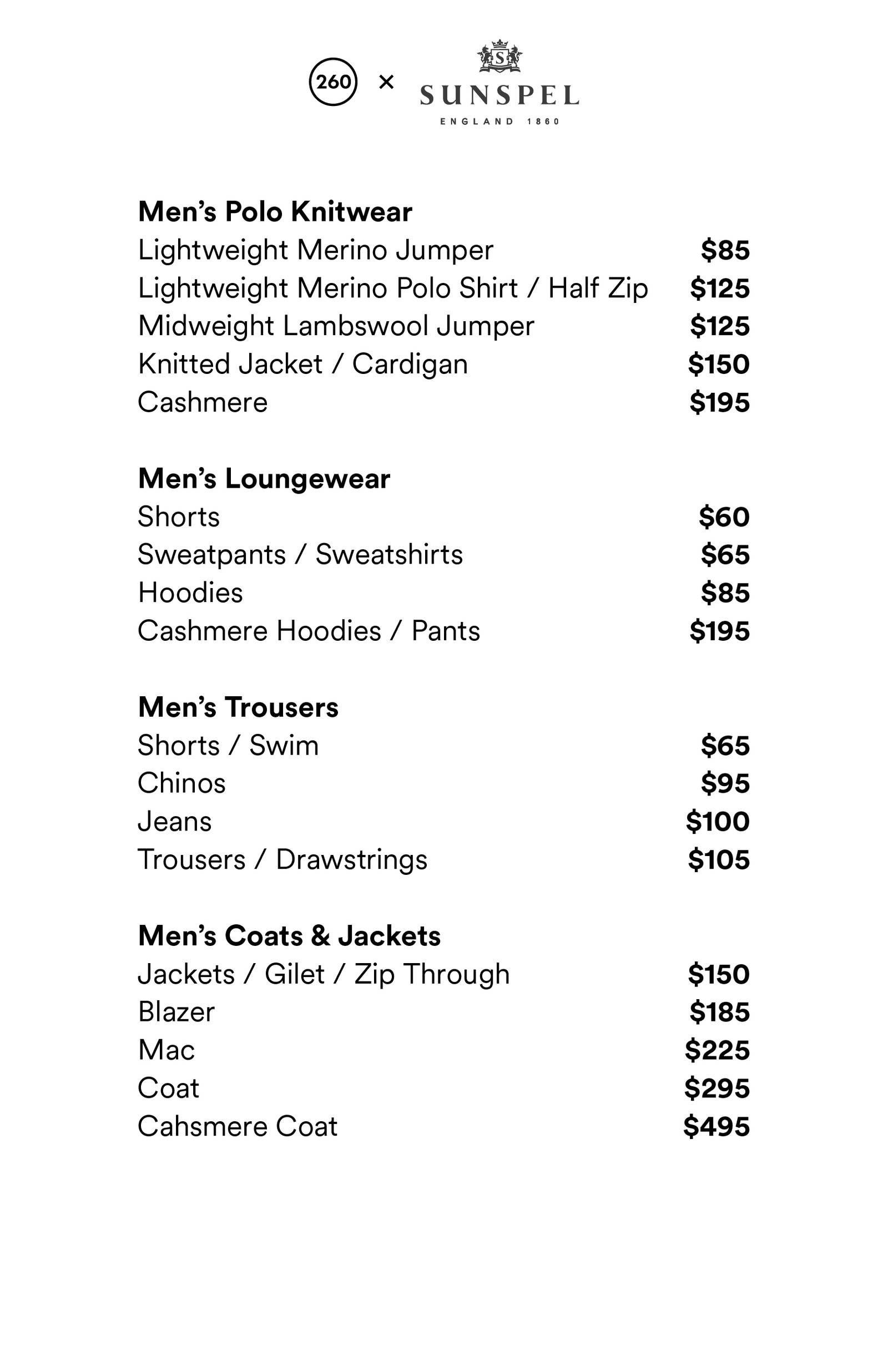 Price list