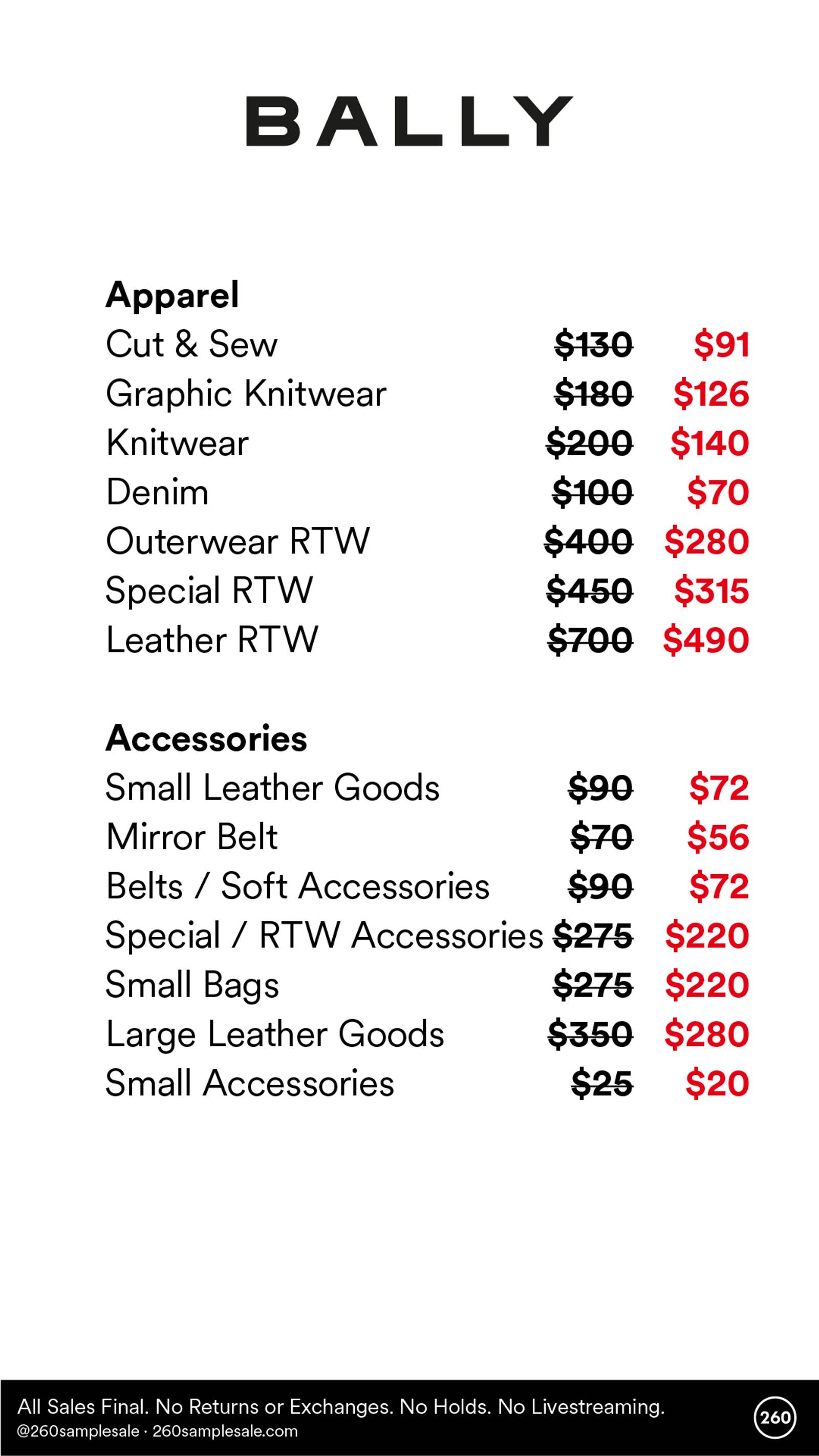 Price list