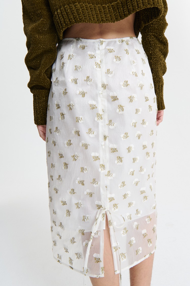【CECILIE BAHNSEN】ALLEGRA スカート ALLEGRA | SKIRT KADO FIL-COUP… WHITE/OLIVE