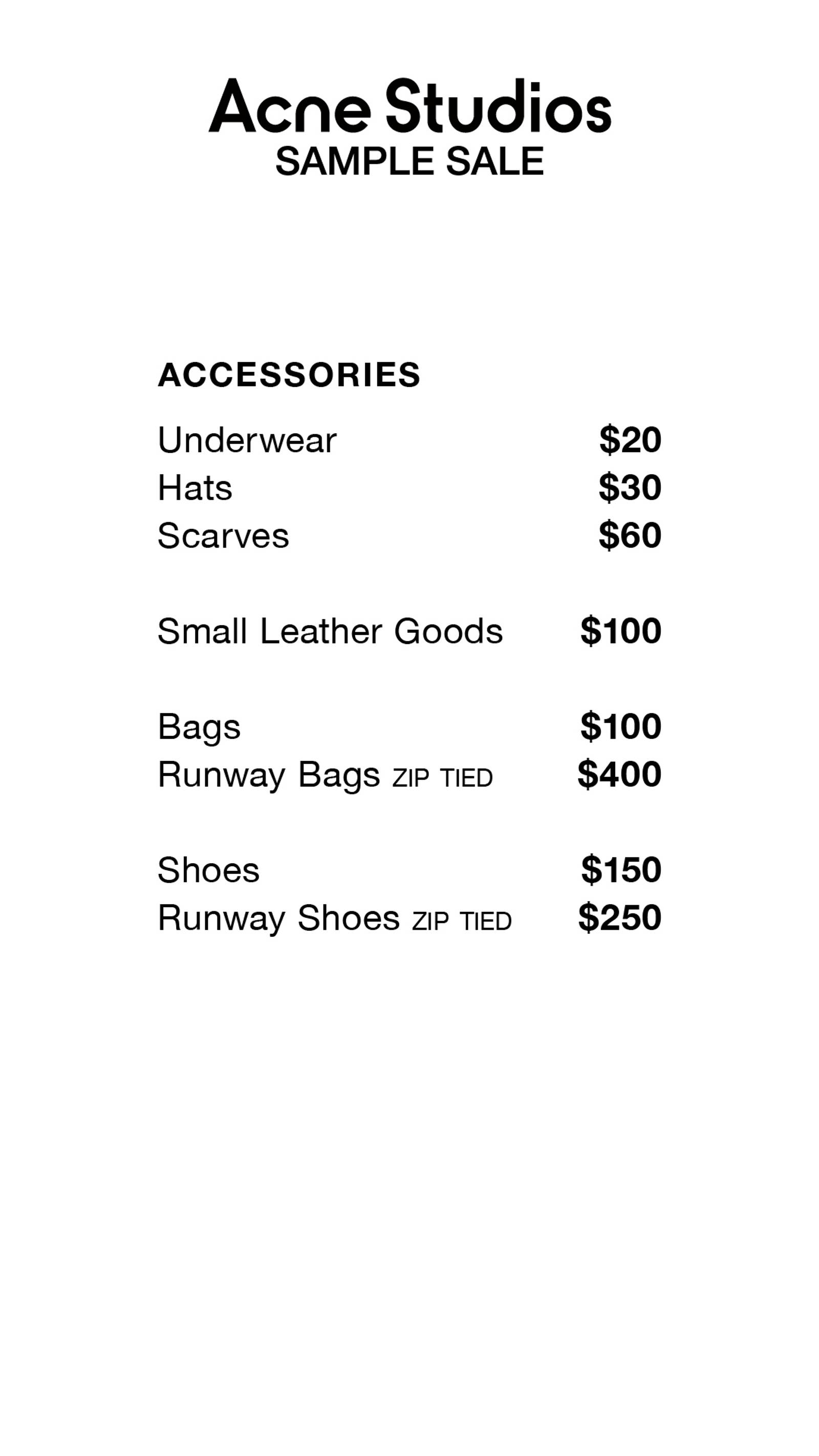 Price list