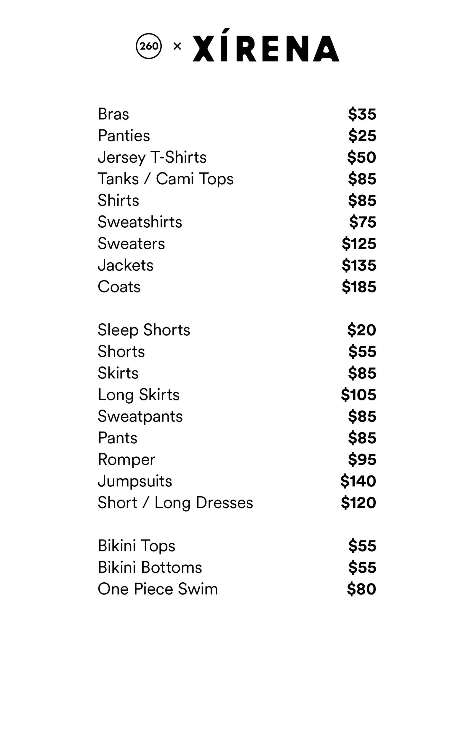 Price list