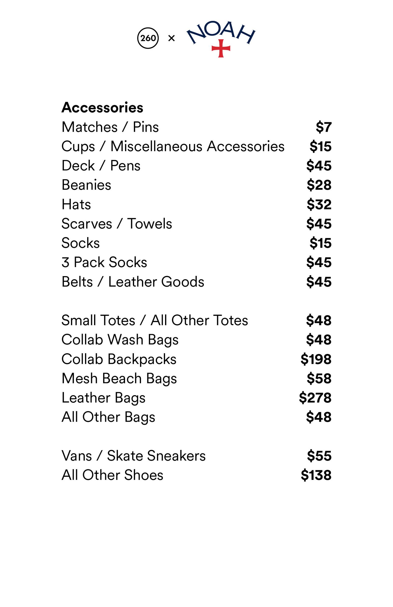 Price list