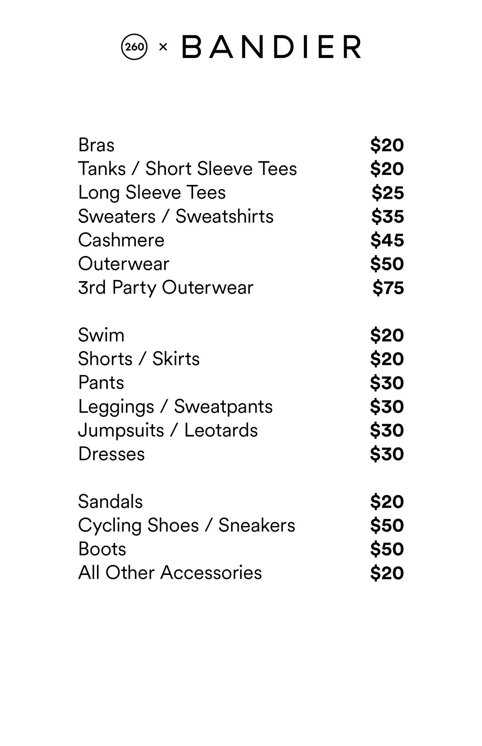 Price list