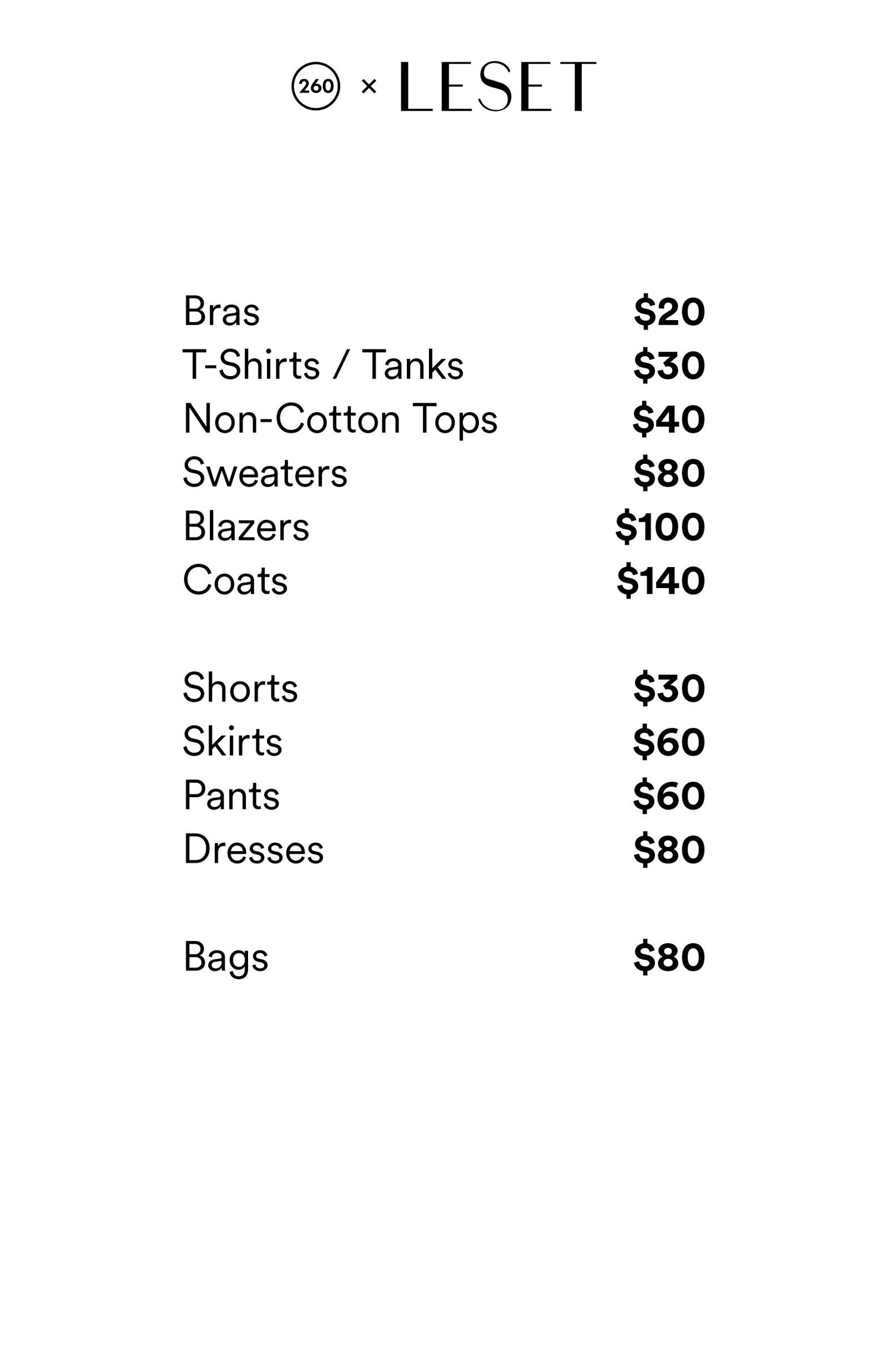 Price list