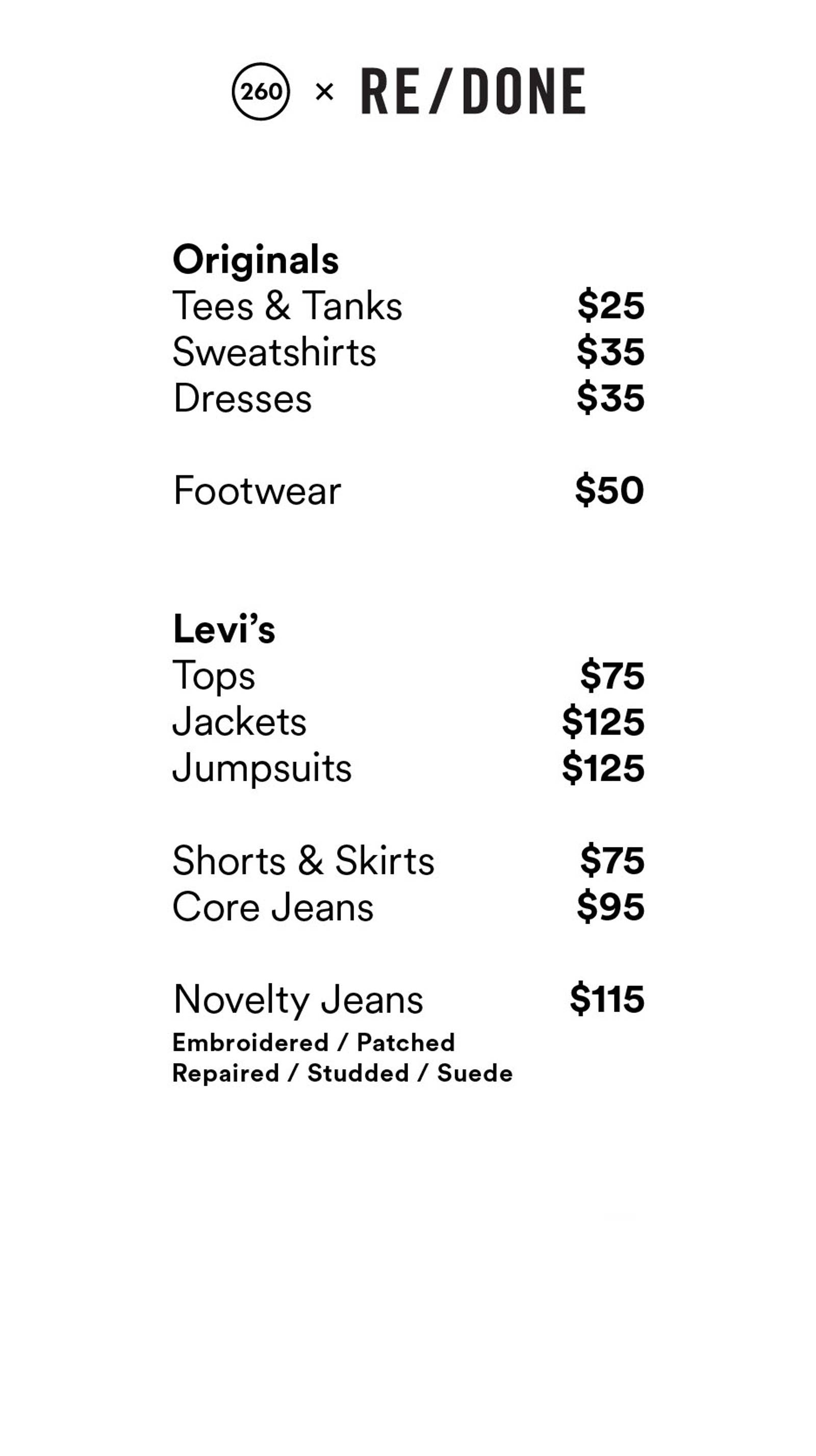 Price list