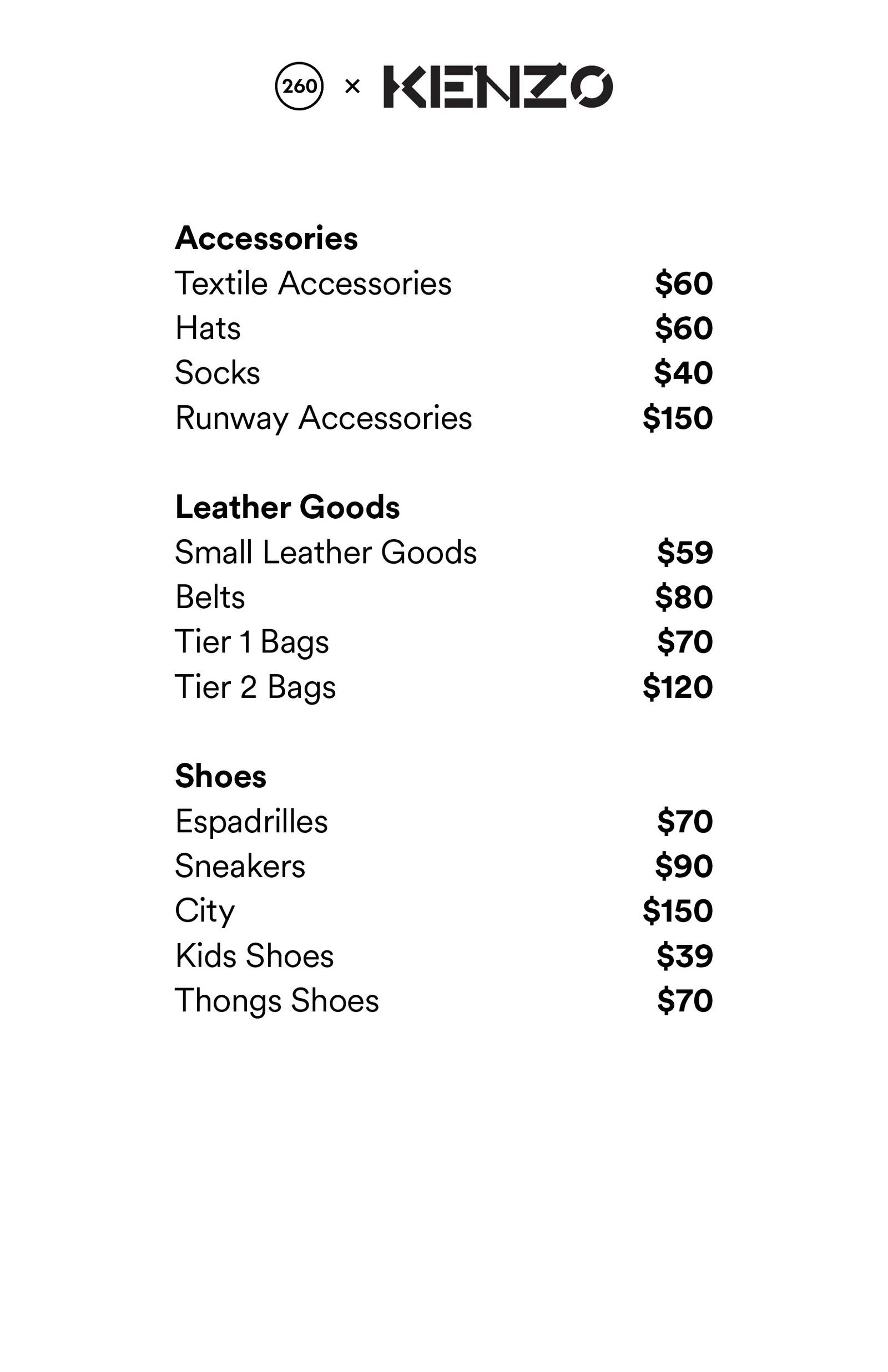 Price list