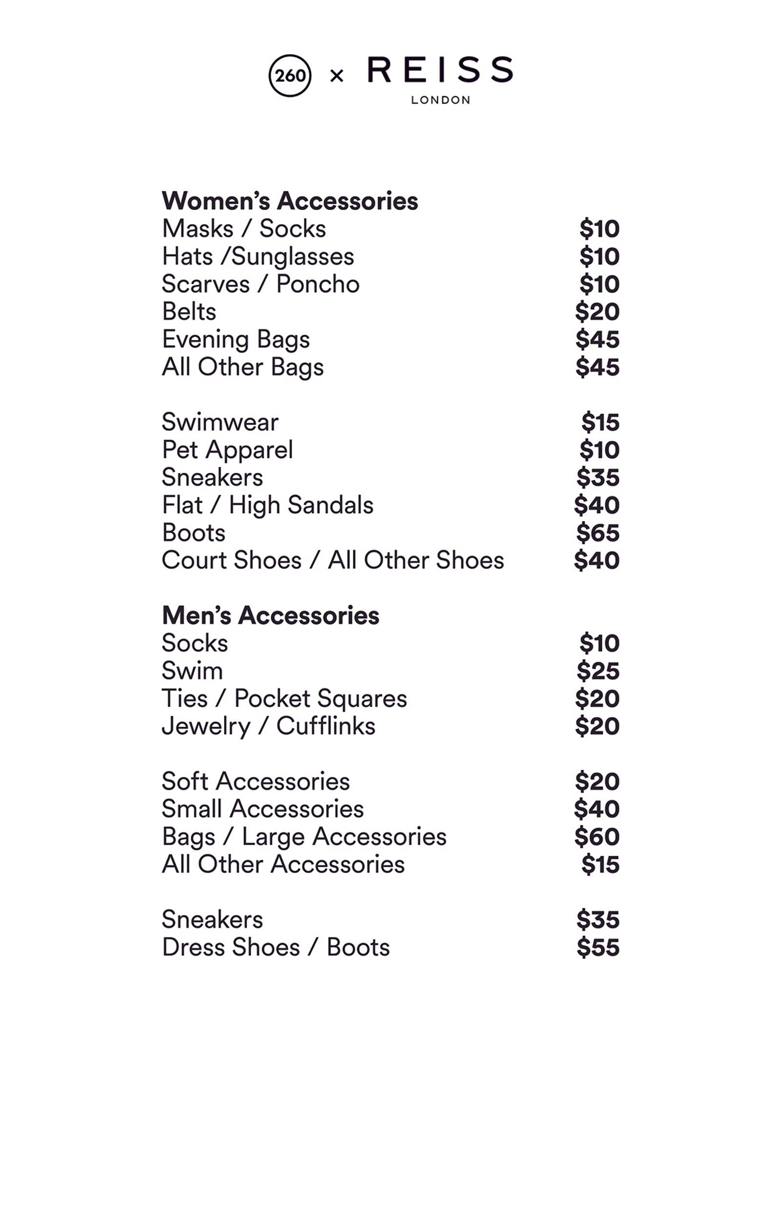 Price list