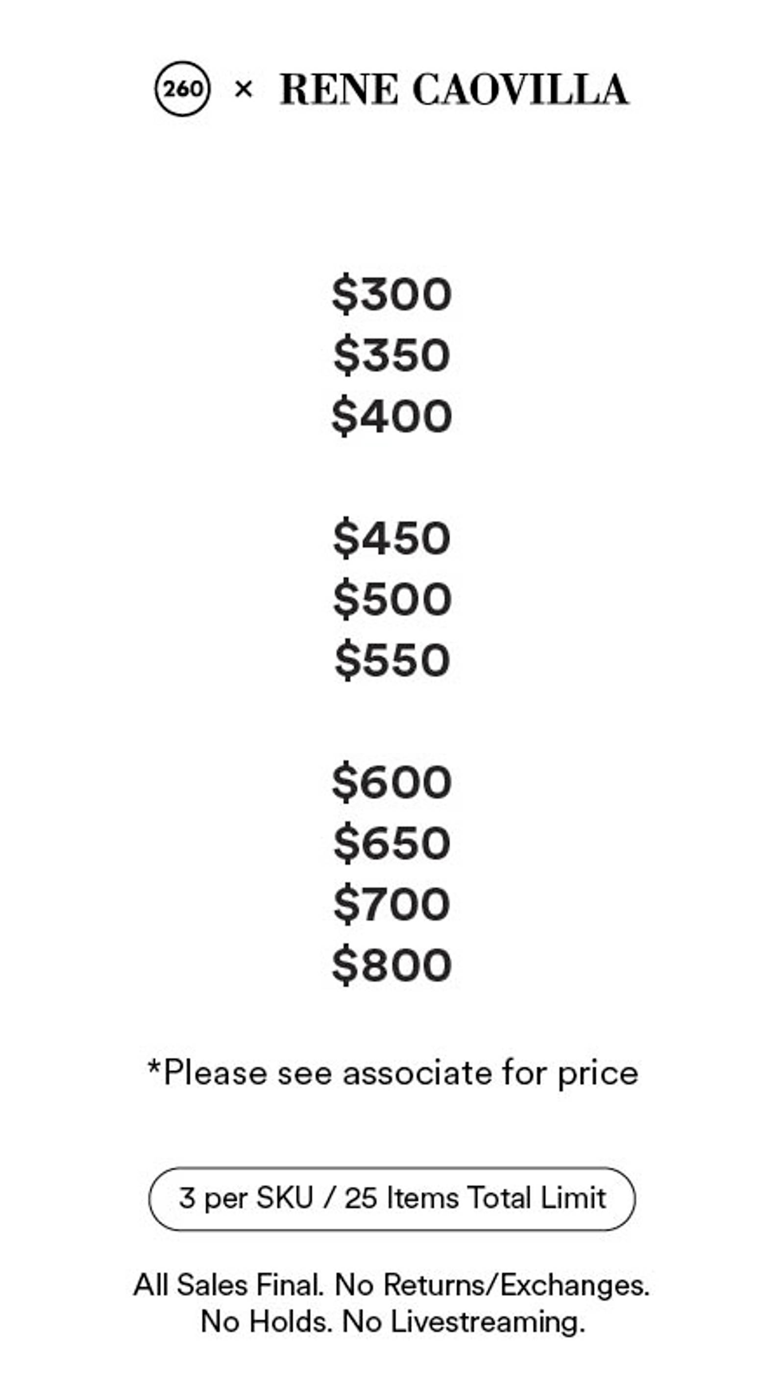 Price list