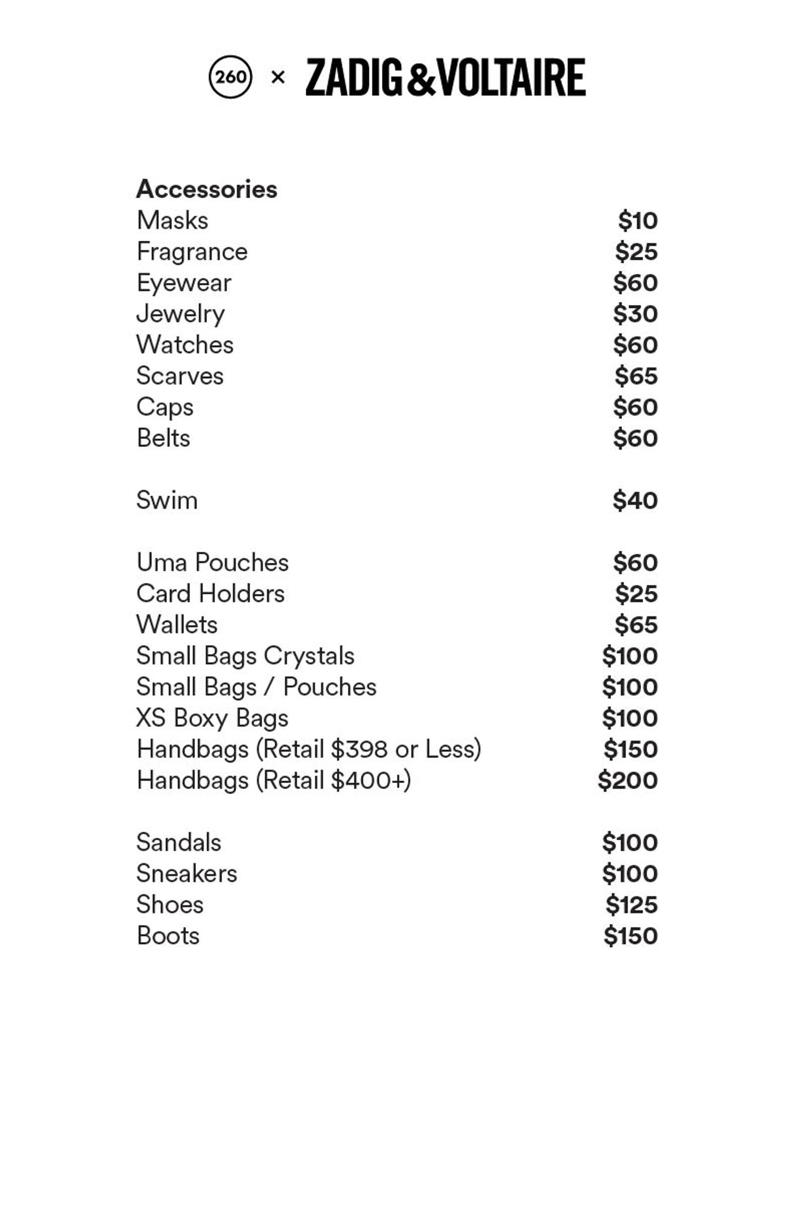 Price list