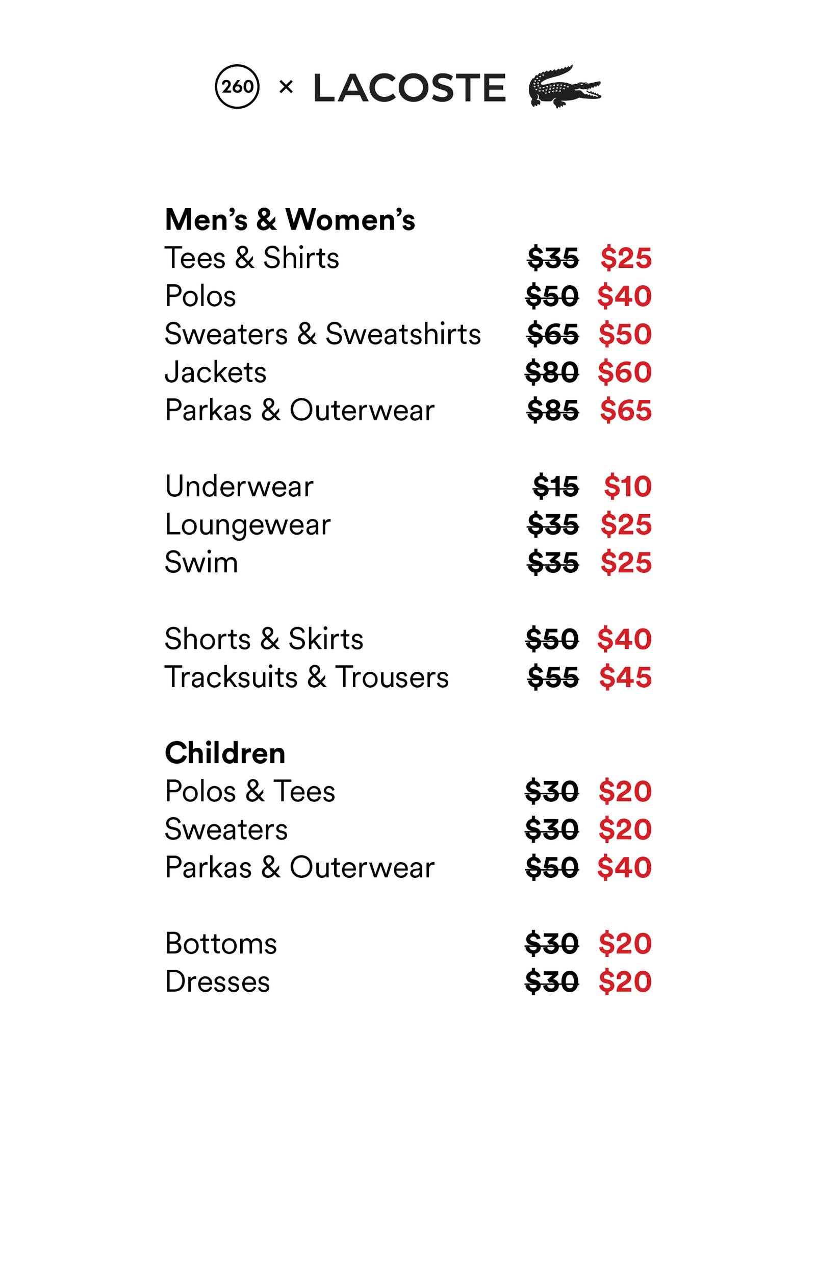 Price list