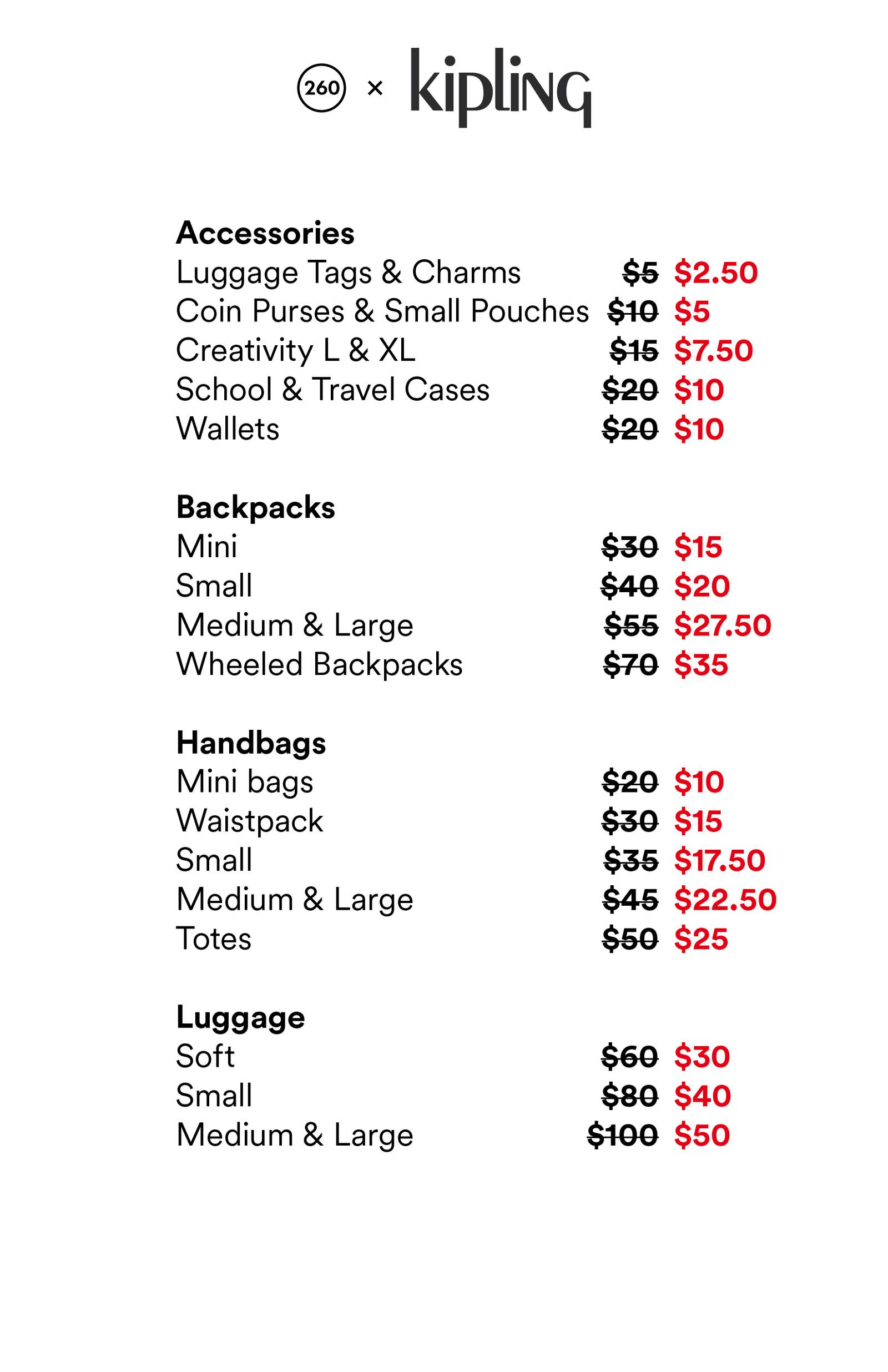 Price list