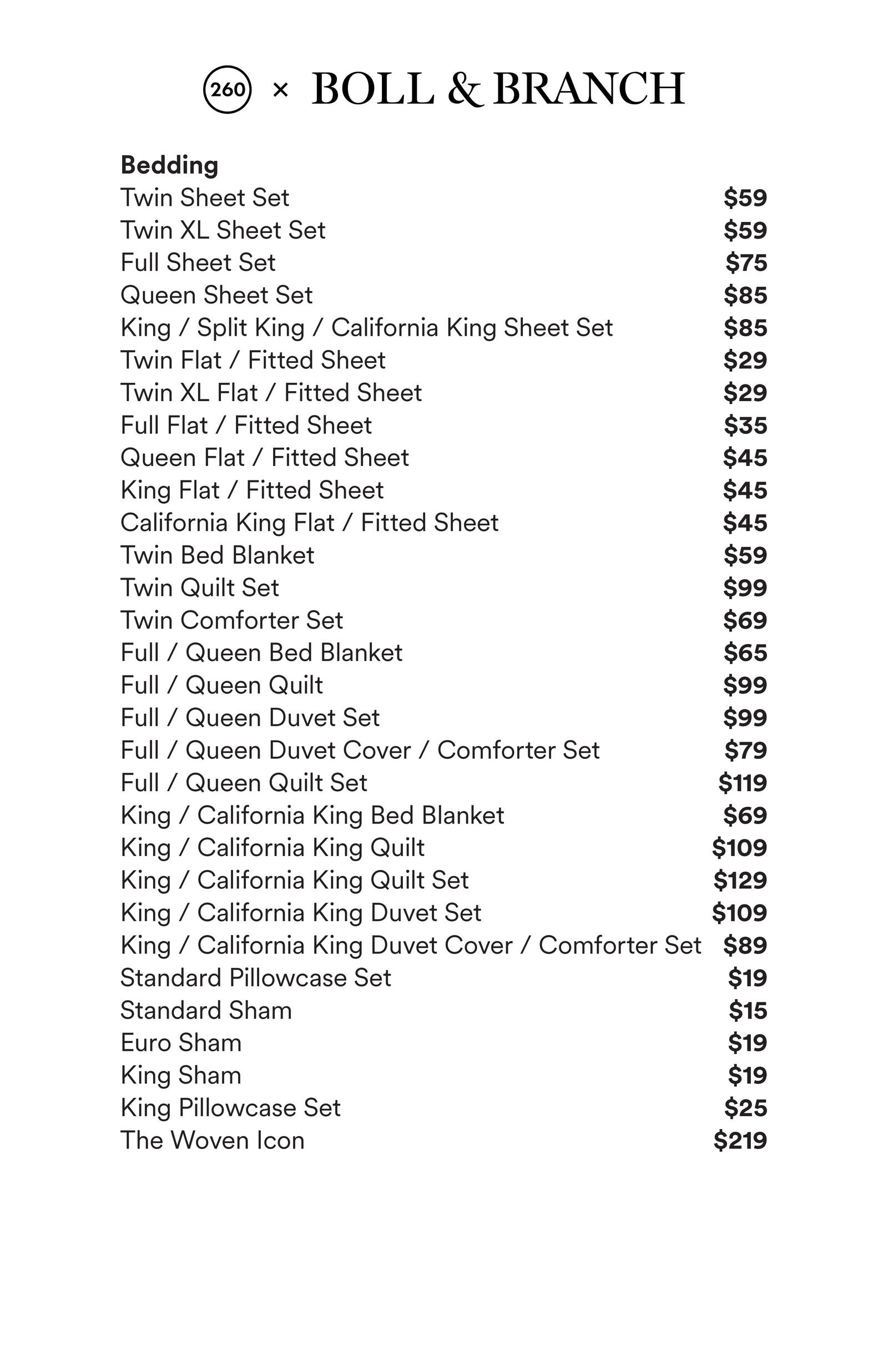 Price list