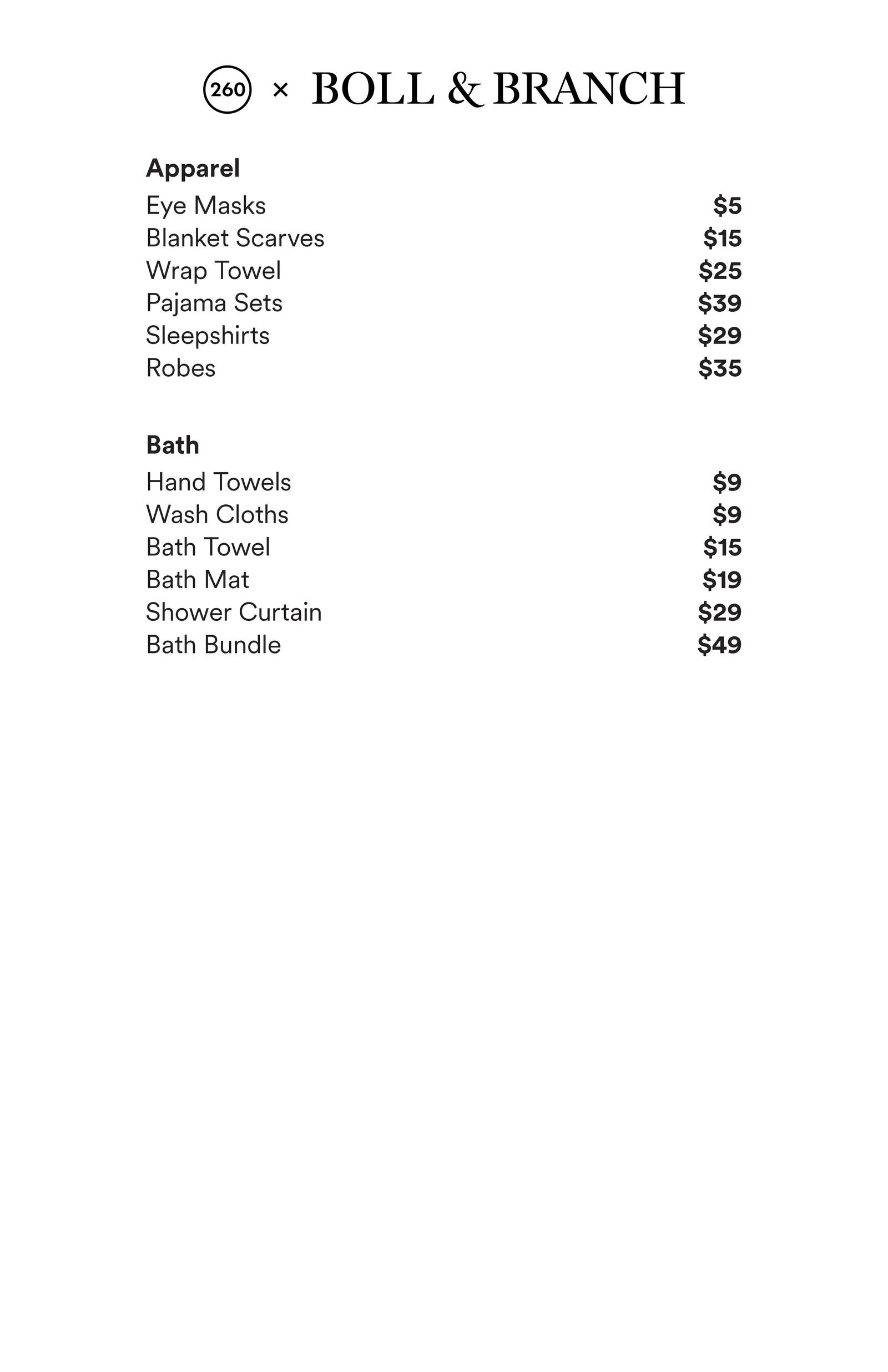 Price list