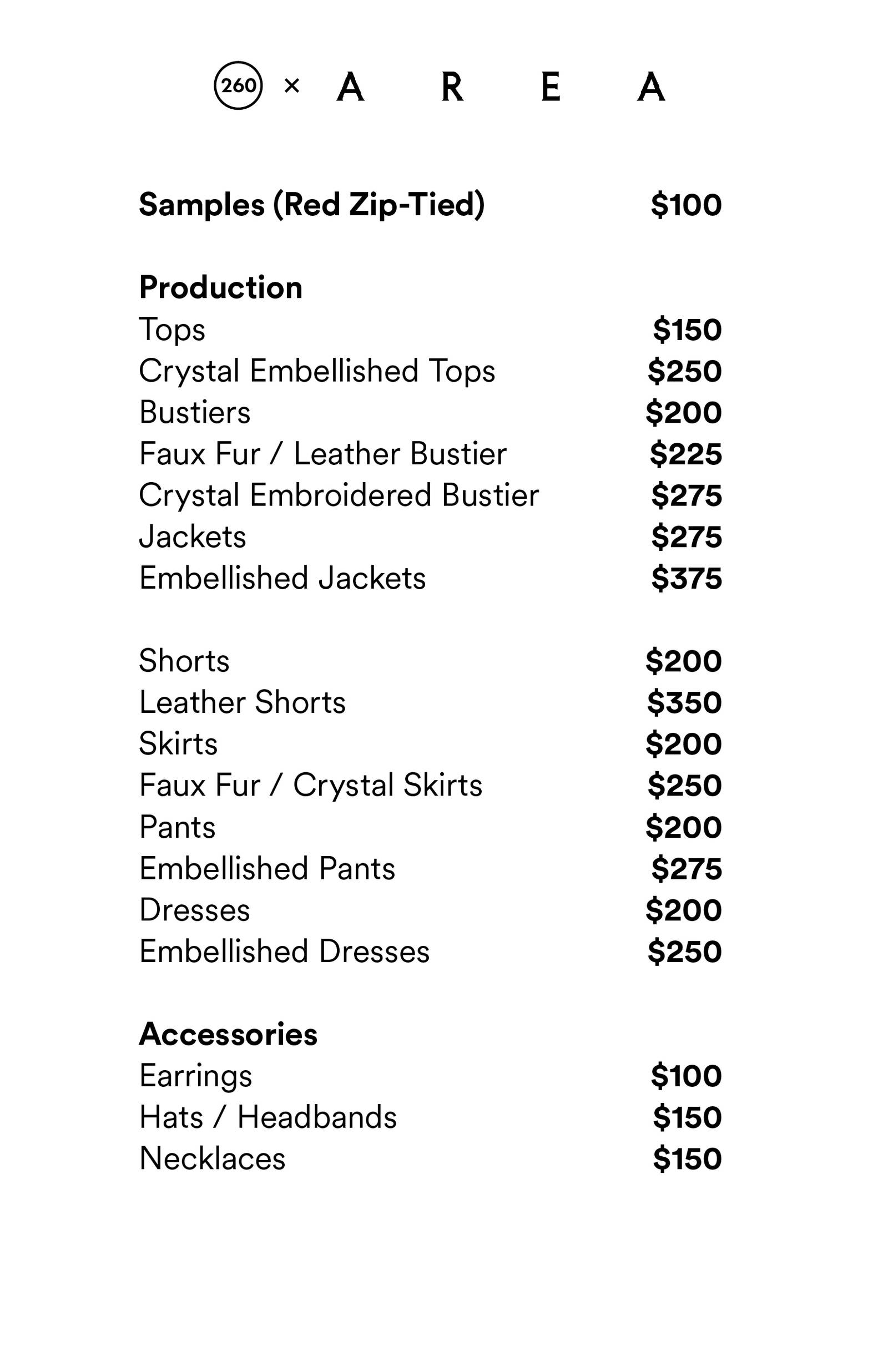 Price list