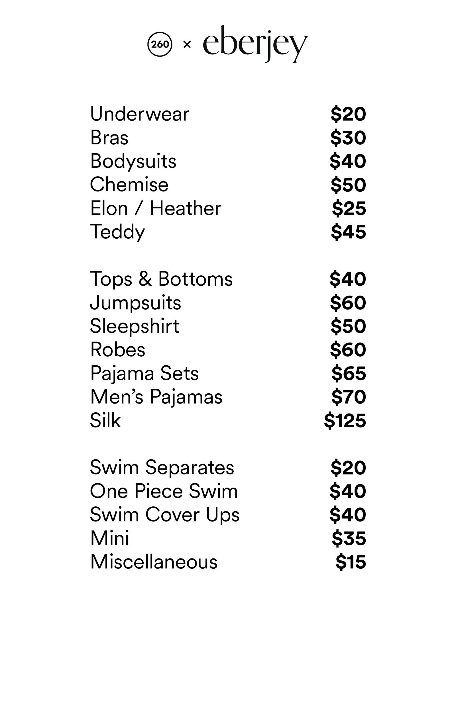 Price list