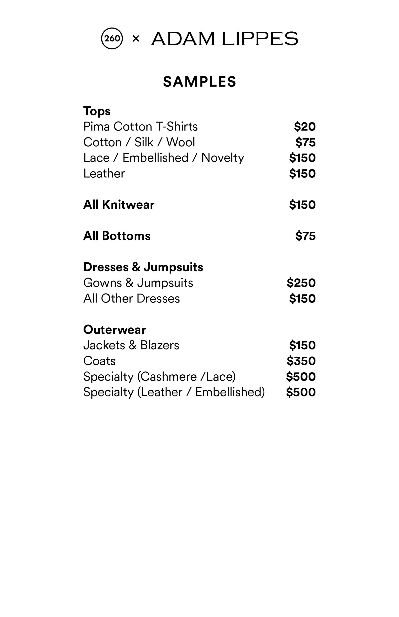 Price list